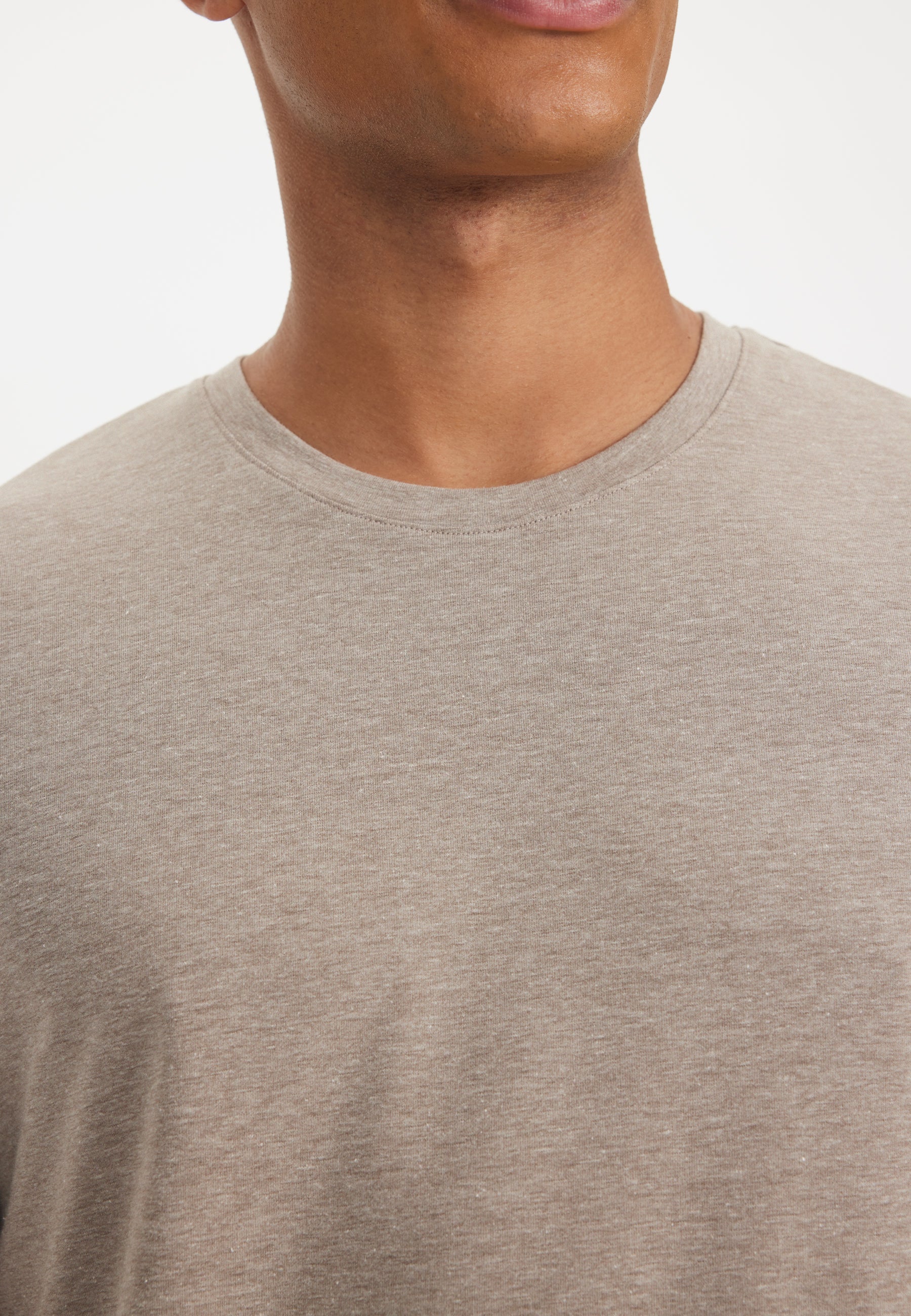 Kahverengi Melanj Bisiklet Yaka Regular Fit Basic Erkek T-Shirt MERLIN - T-Shirt - Westmark London EU(TR) Store Organik Pamuklu Sürdürülebilir Moda