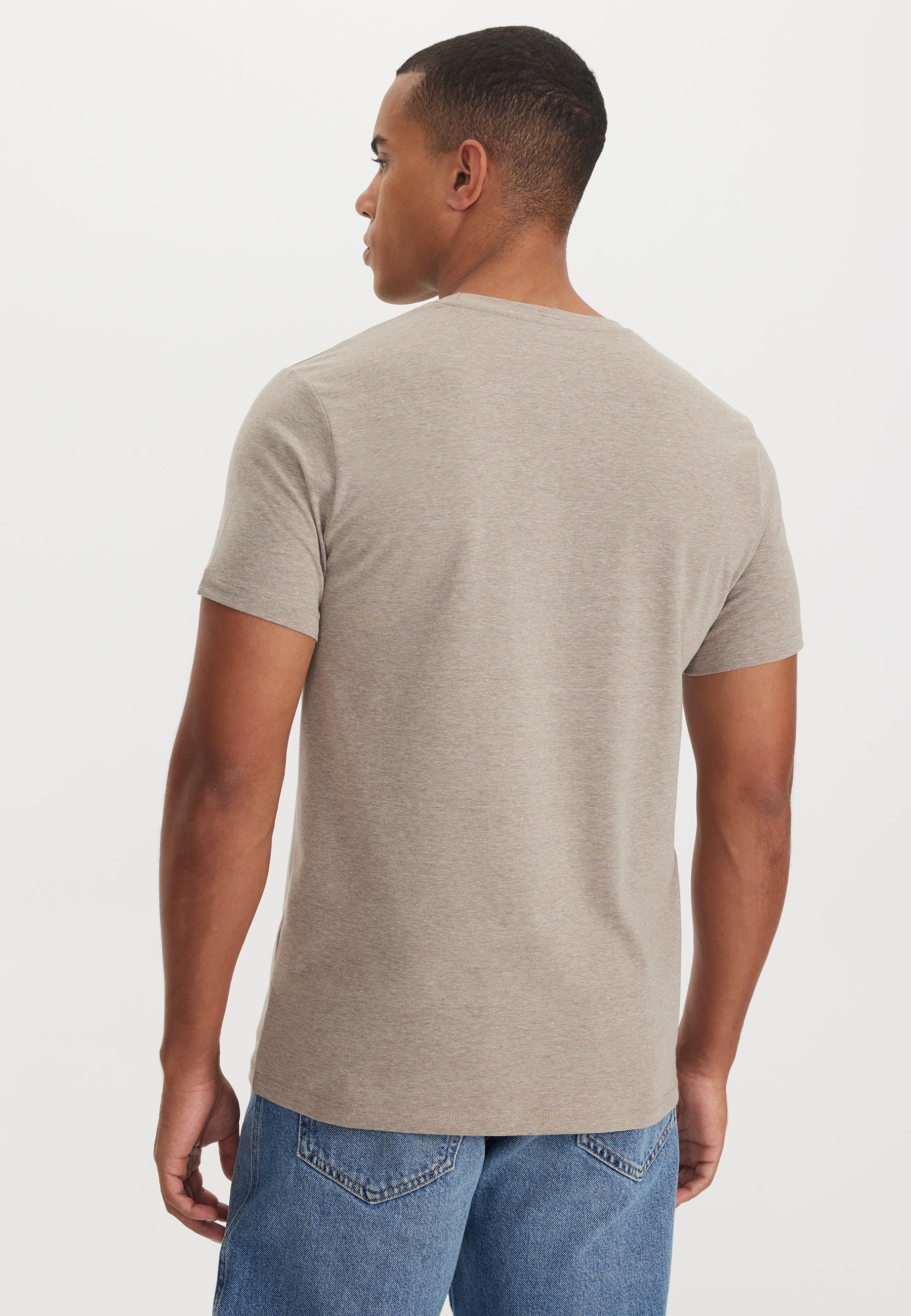 Kahverengi Melanj Bisiklet Yaka Regular Fit Basic Erkek T-Shirt MERLIN - T-Shirt - Westmark London EU(TR) Store Organik Pamuklu Sürdürülebilir Moda