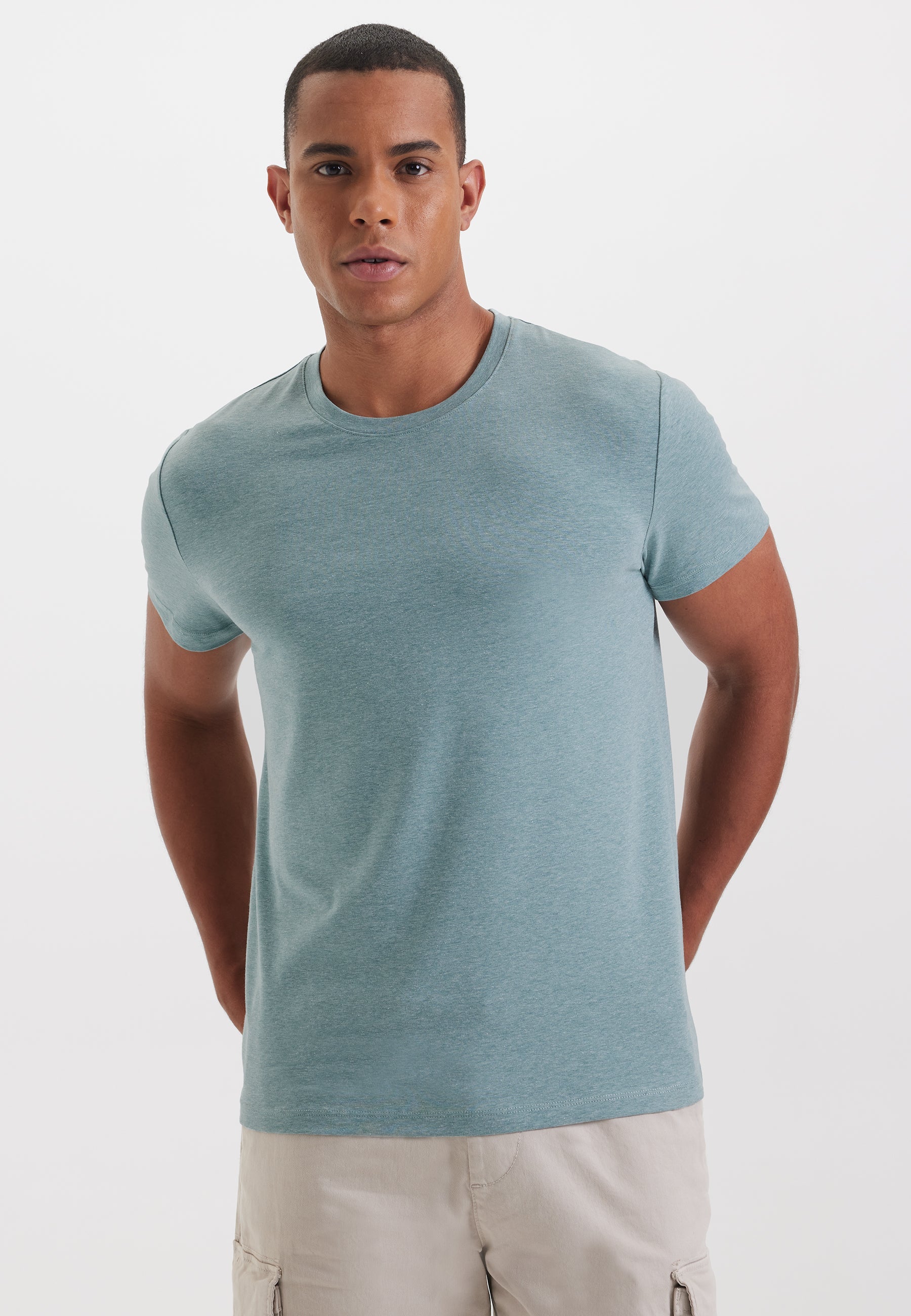 Yeşil Melanj Bisiklet Yaka Regular Fit Basic Erkek T-Shirt MERLIN - T-Shirt - Westmark London EU(TR) Store Organik Pamuklu Sürdürülebilir Moda