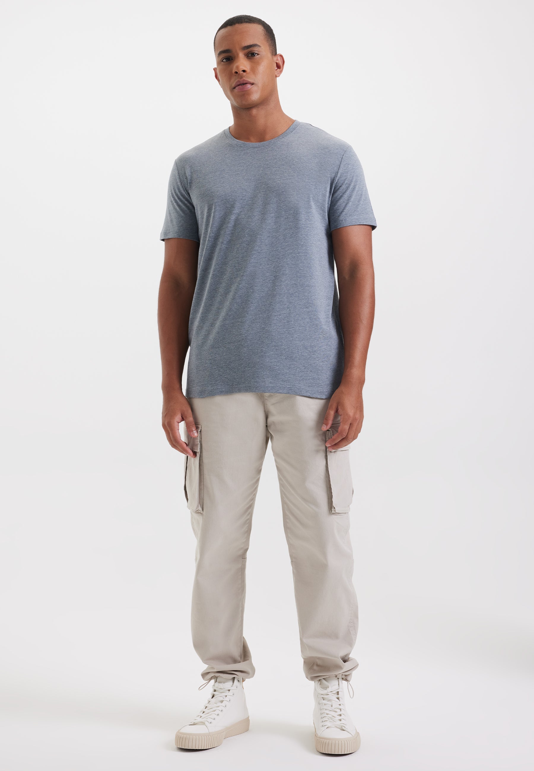 Mavi Melanj Bisiklet Yaka Regular Fit Basic Erkek T-Shirt MERLIN - T-Shirt - Westmark London EU(TR) Store Organik Pamuklu Sürdürülebilir Moda