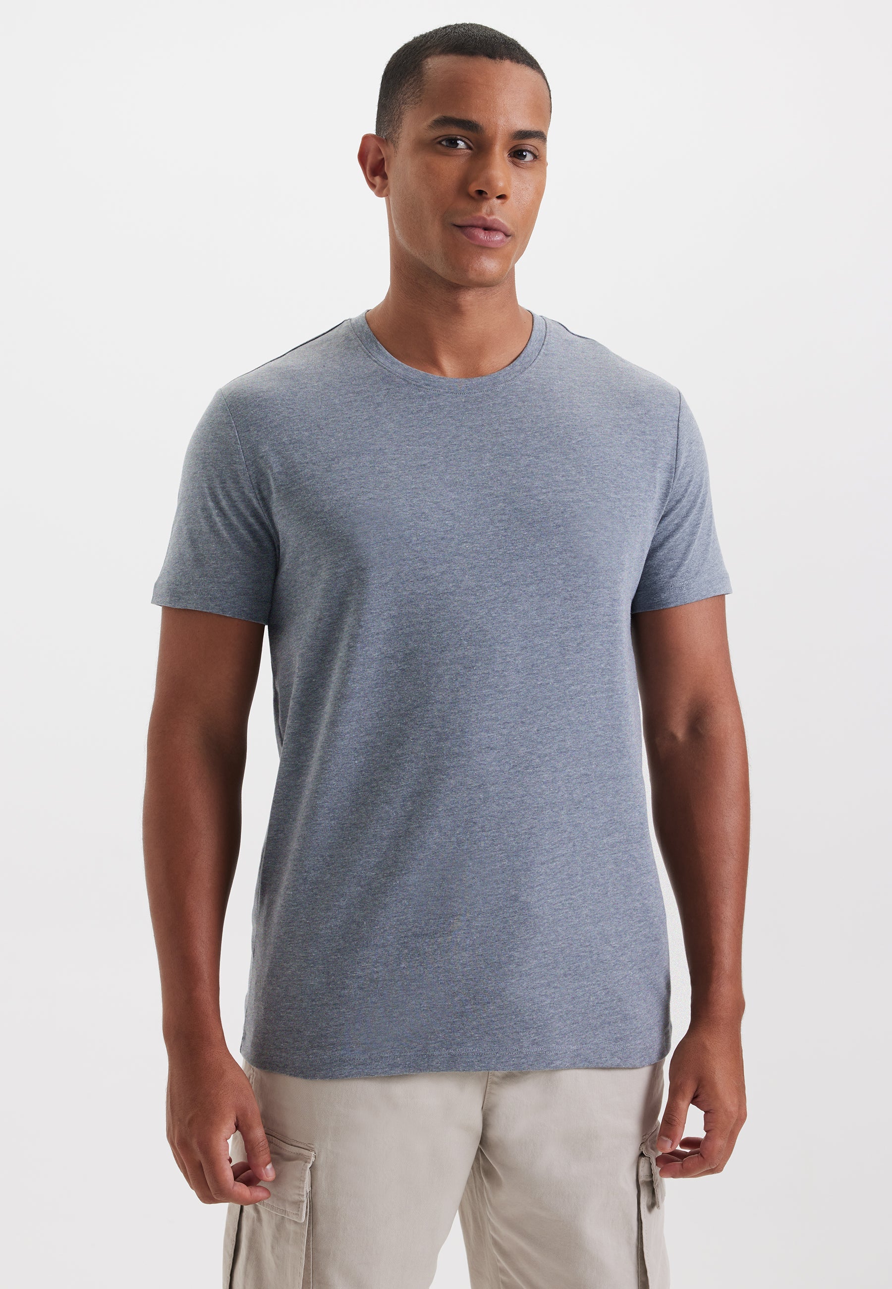 Mavi Melanj Bisiklet Yaka Regular Fit Basic Erkek T-Shirt MERLIN - T-Shirt - Westmark London EU(TR) Store Organik Pamuklu Sürdürülebilir Moda