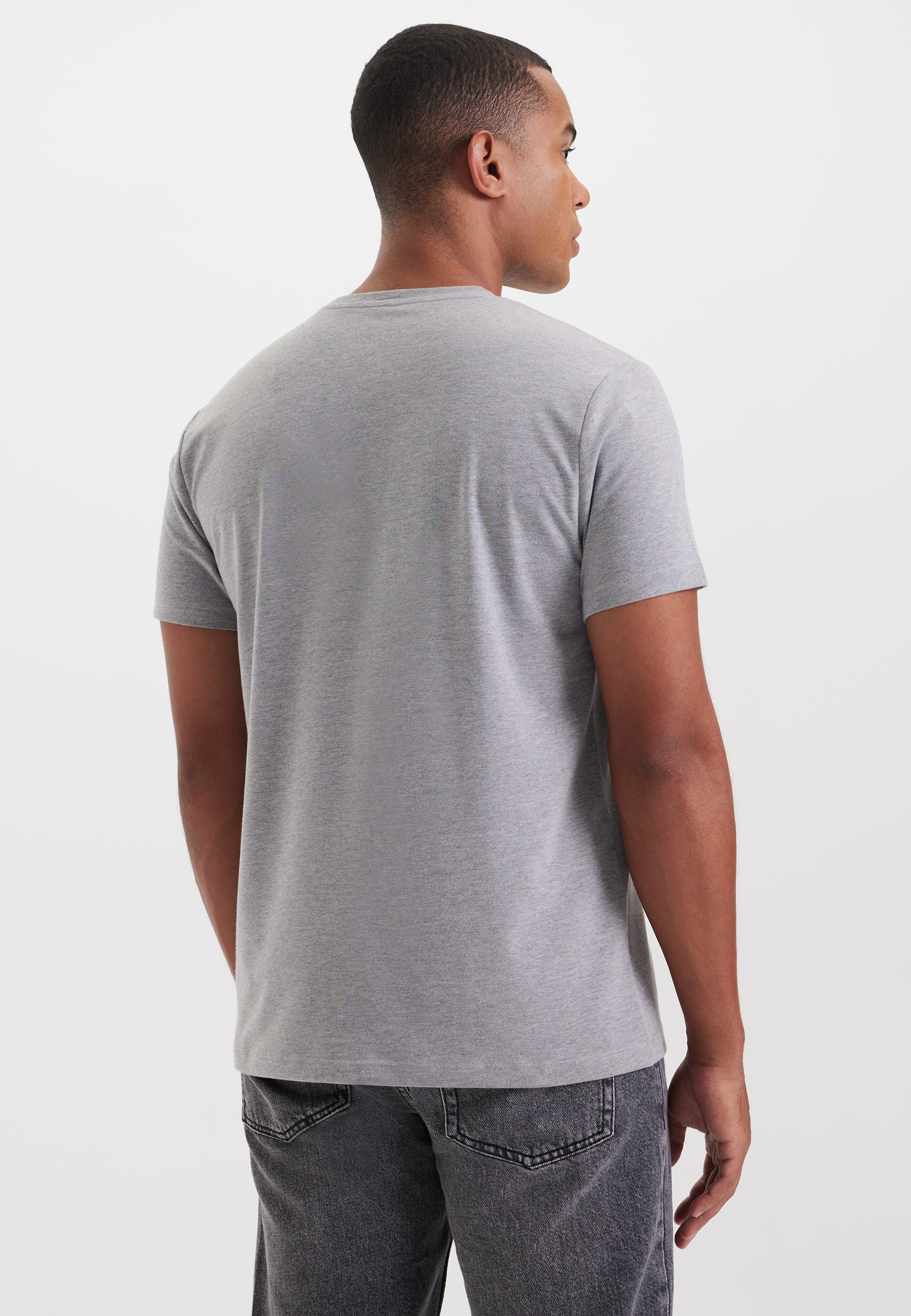 Açık Gri Melanj Bisiklet Yaka Regular Fit Basic Erkek T-Shirt MERLIN - T-Shirt - Westmark London EU(TR) Store Organik Pamuklu Sürdürülebilir Moda