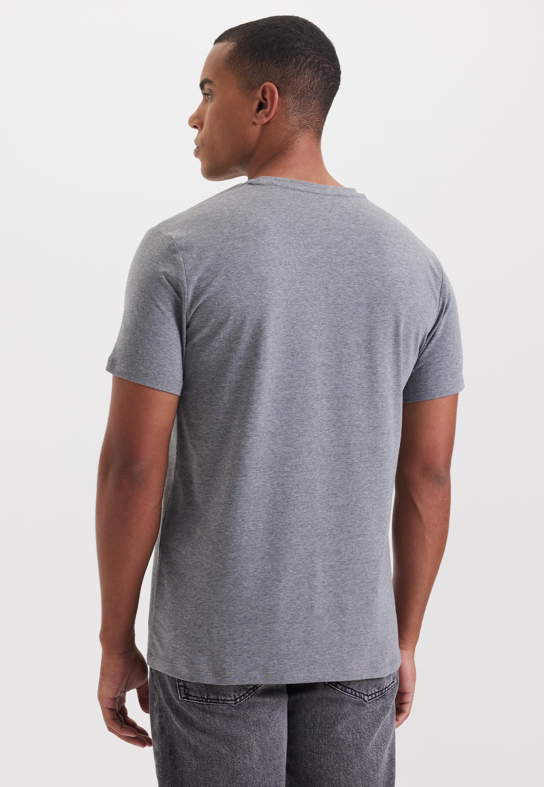 Gri Melanj Bisiklet Yaka Regular Fit Basic Erkek T-Shirt MERLIN - T-Shirt - Westmark London EU(TR) Store Organik Pamuklu Sürdürülebilir Moda