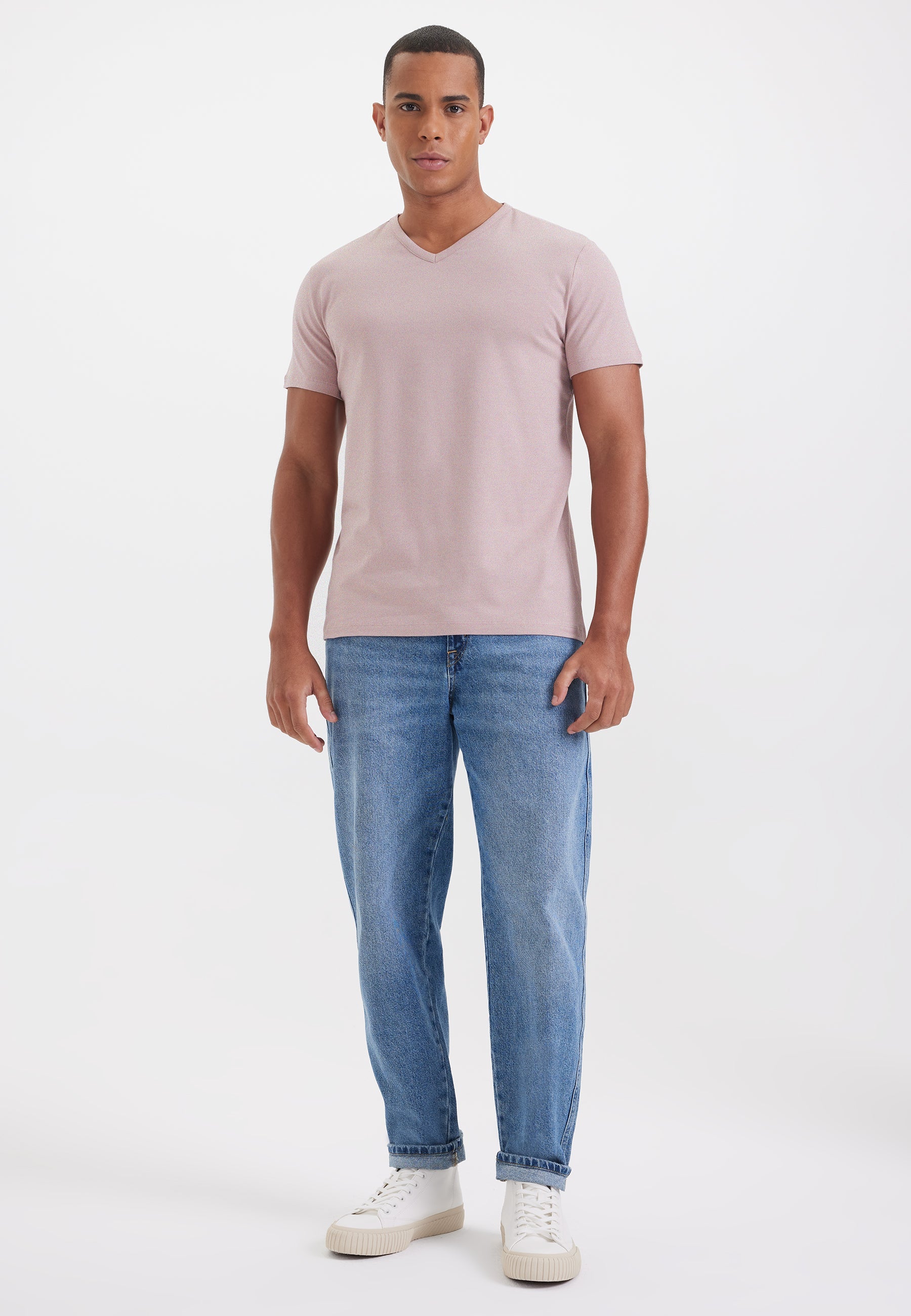 Mor V-Yaka Regular Fit Pamuk Elastan Karışımlı Basic Erkek T-Shirt THEO - T-Shirt - Westmark London EU(TR) Store Organik Pamuklu Sürdürülebilir Moda