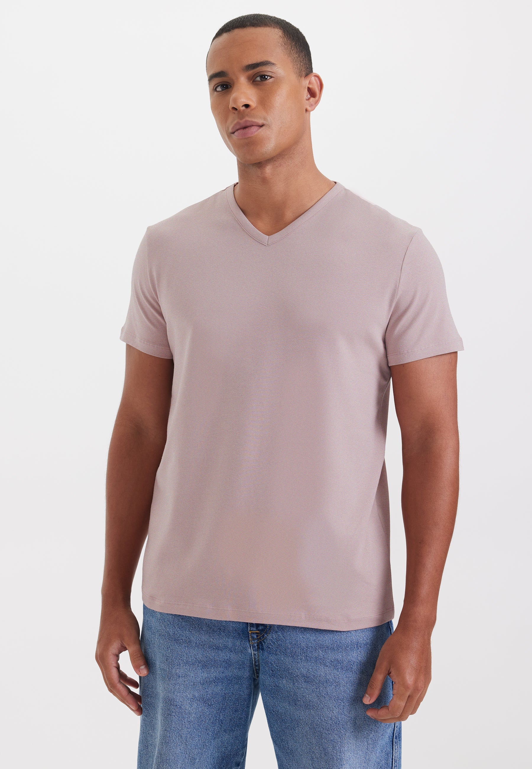 Mor V-Yaka Regular Fit Pamuk Elastan Karışımlı Basic Erkek T-Shirt THEO - T-Shirt - Westmark London EU(TR) Store Organik Pamuklu Sürdürülebilir Moda