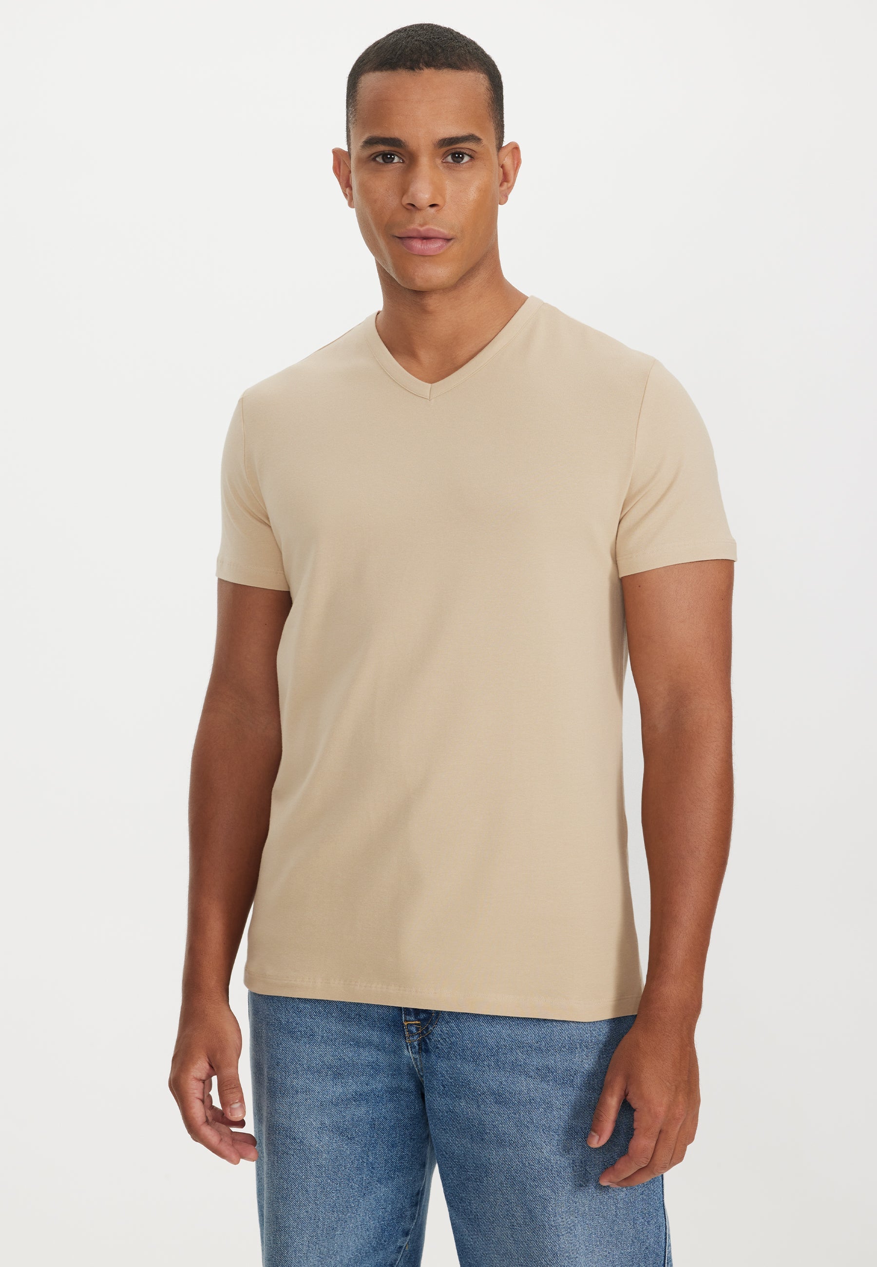 Sarı V-Yaka Regular Fit Pamuk Elastan Karışımlı Basic Erkek T-Shirt THEO - T-Shirt - Westmark London EU(TR) Store Organik Pamuklu Sürdürülebilir Moda