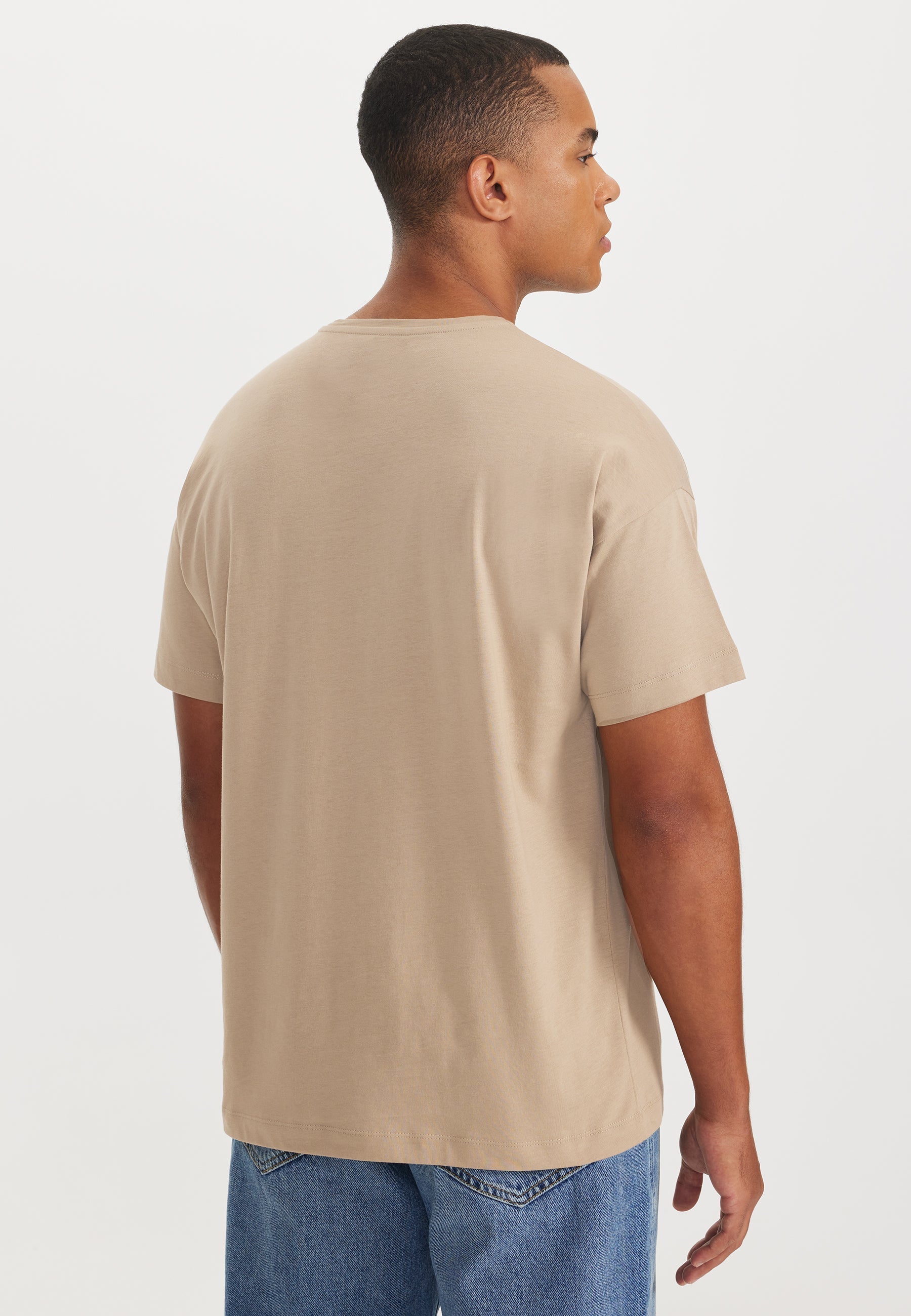 Açık Kahve Bisiklet Yaka Oversize Fit Pamuklu Basic Erkek T-Shirt THOMAS - T-Shirt - Westmark London EU(TR) Store Organik Pamuklu Sürdürülebilir Moda