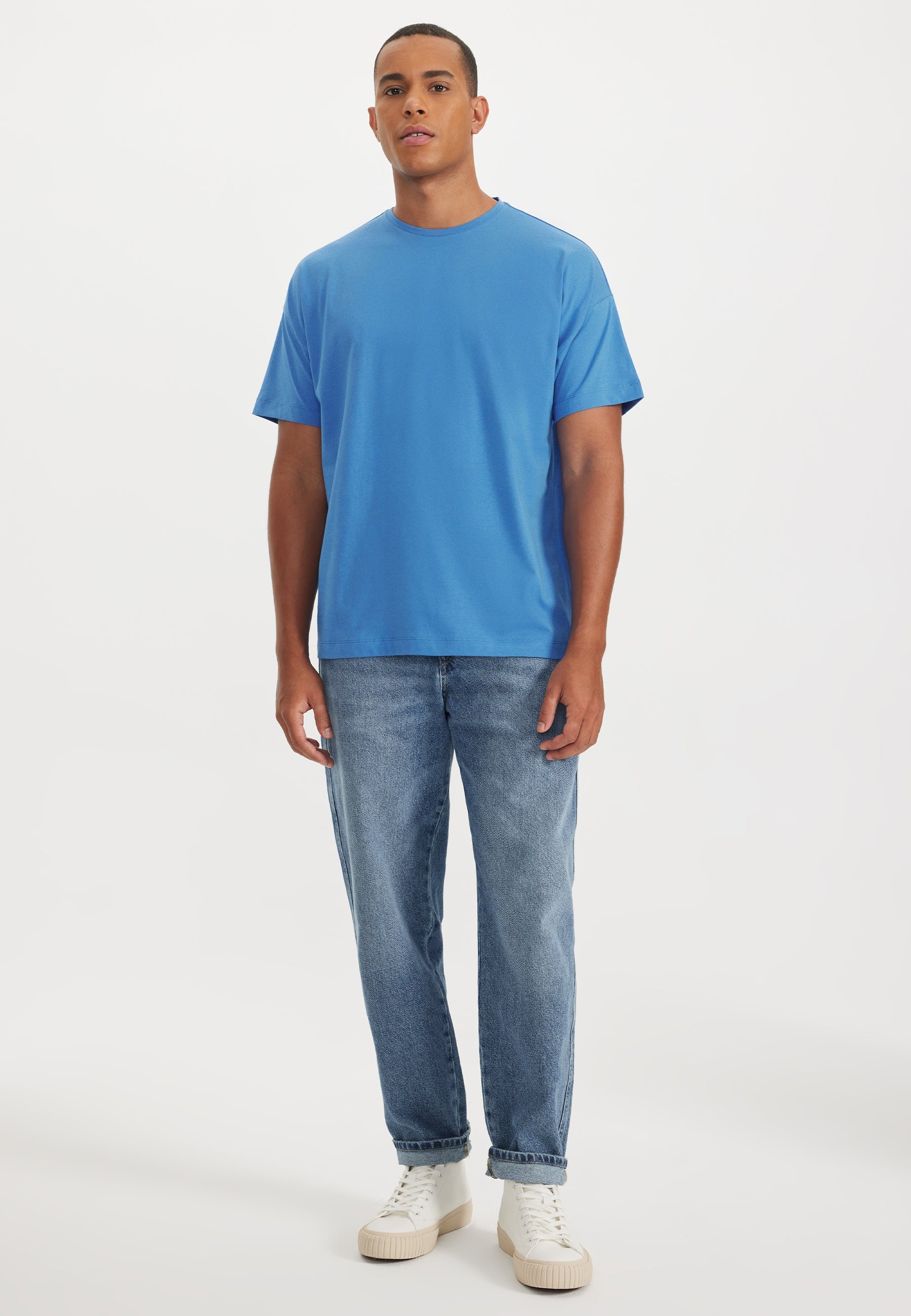 Mavi Bisiklet Yaka Oversize Fit Pamuklu Basic Erkek T-Shirt THOMAS - T-Shirt - Westmark London EU(TR) Store Organik Pamuklu Sürdürülebilir Moda