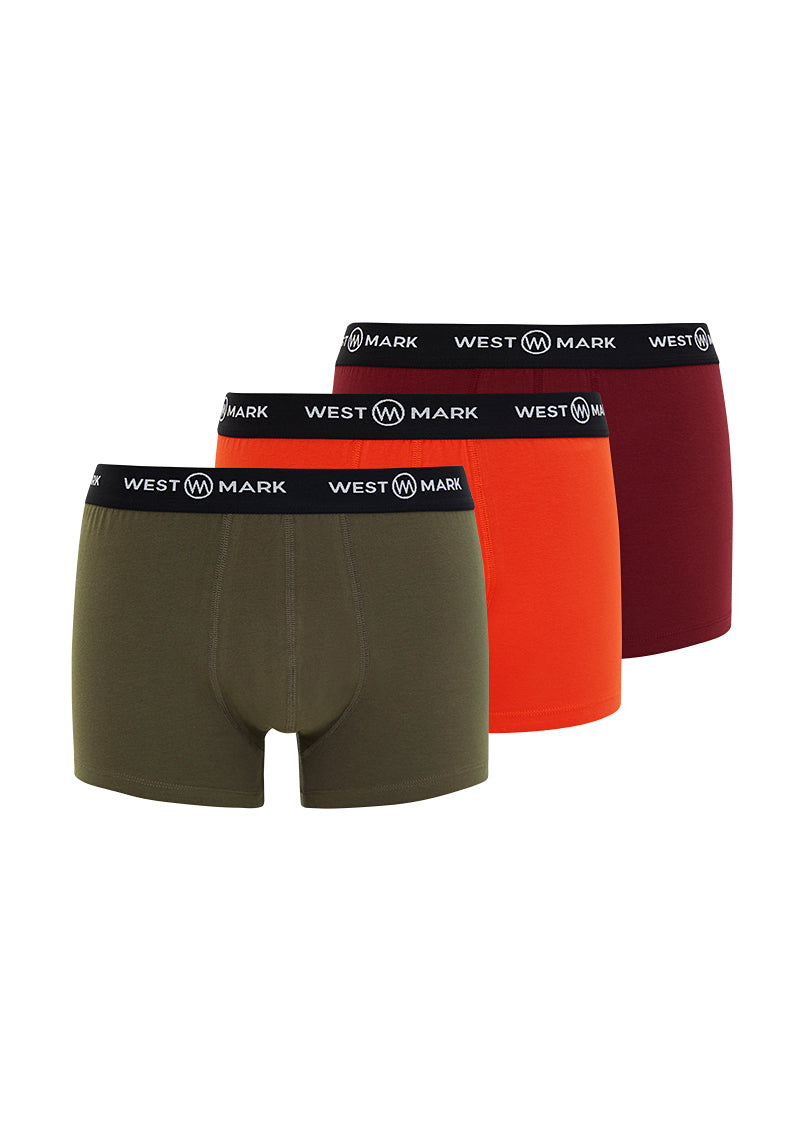 OSCAR TRUNK 3-PACK in Orange, Khaki, Bordeaux - Underwear - Westmark London EU(TR) Store Organik Pamuklu Sürdürülebilir Moda