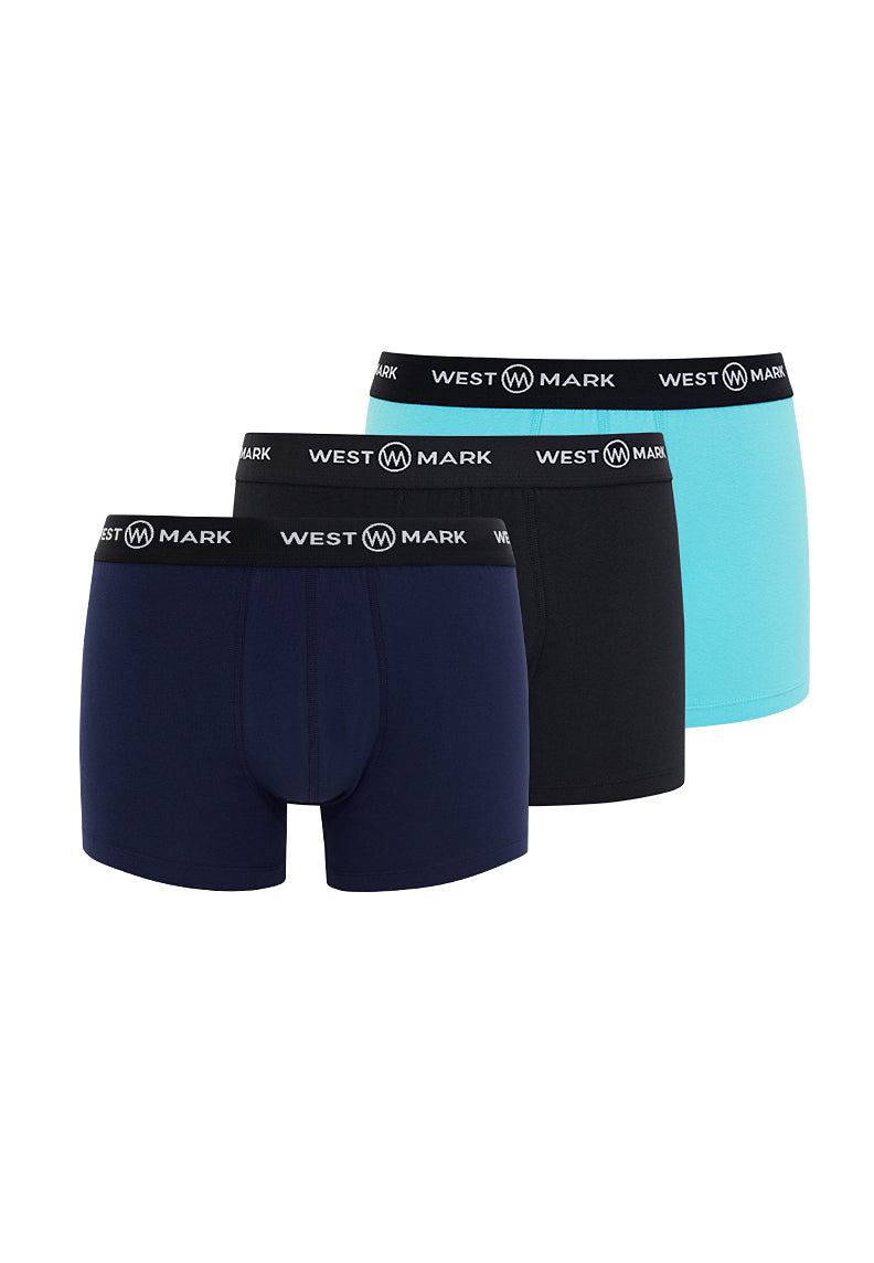 OSCAR TRUNK 3-PACK in Black, Navy, Blue - Underwear - Westmark London EU(TR) Store Organik Pamuklu Sürdürülebilir Moda