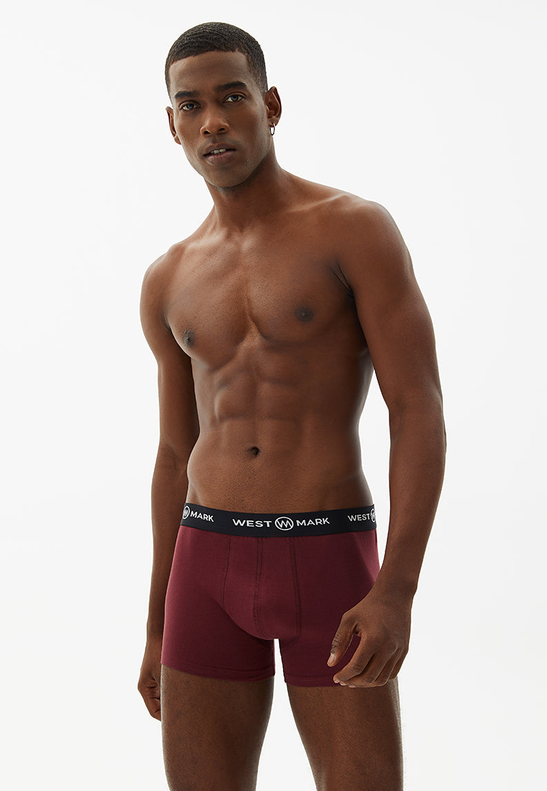 OSCAR TRUNK 3-PACK in Navy, Bordeaux, Grey Melange - Underwear - Westmark London EU(TR) Store Organik Pamuklu Sürdürülebilir Moda