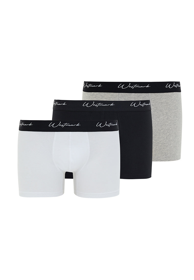 LUCAS TRUNK 3-PACK in Black, White, Grey Melange - Underwear - Westmark London EU(TR) Store Organik Pamuklu Sürdürülebilir Moda