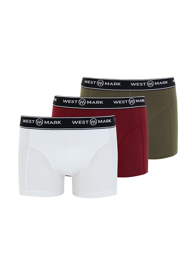 ATLAS TRUNK 3-PACK in White, Khaki, Bordeaux - Underwear - Westmark London EU(TR) Store Organik Pamuklu Sürdürülebilir Moda