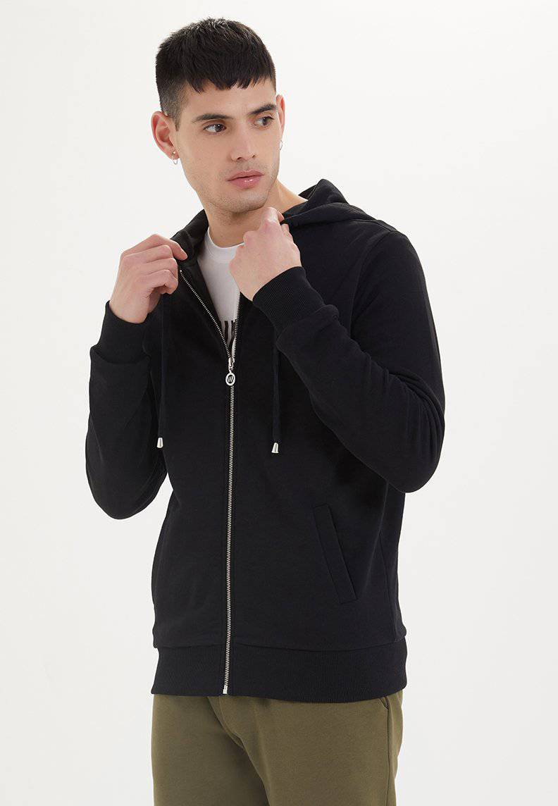 ESSENTIALS ZIP HOODIE in Black - Sweatshirt - Westmark London EU(TR) Store Organik Pamuklu Sürdürülebilir Moda