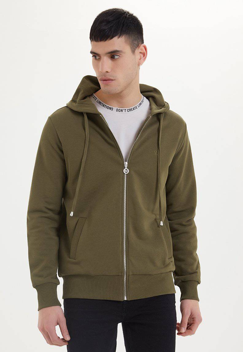ESSENTIALS ZIP HOODIE in Dark Olive - Sweatshirt - Westmark London EU(TR) Store Organik Pamuklu Sürdürülebilir Moda