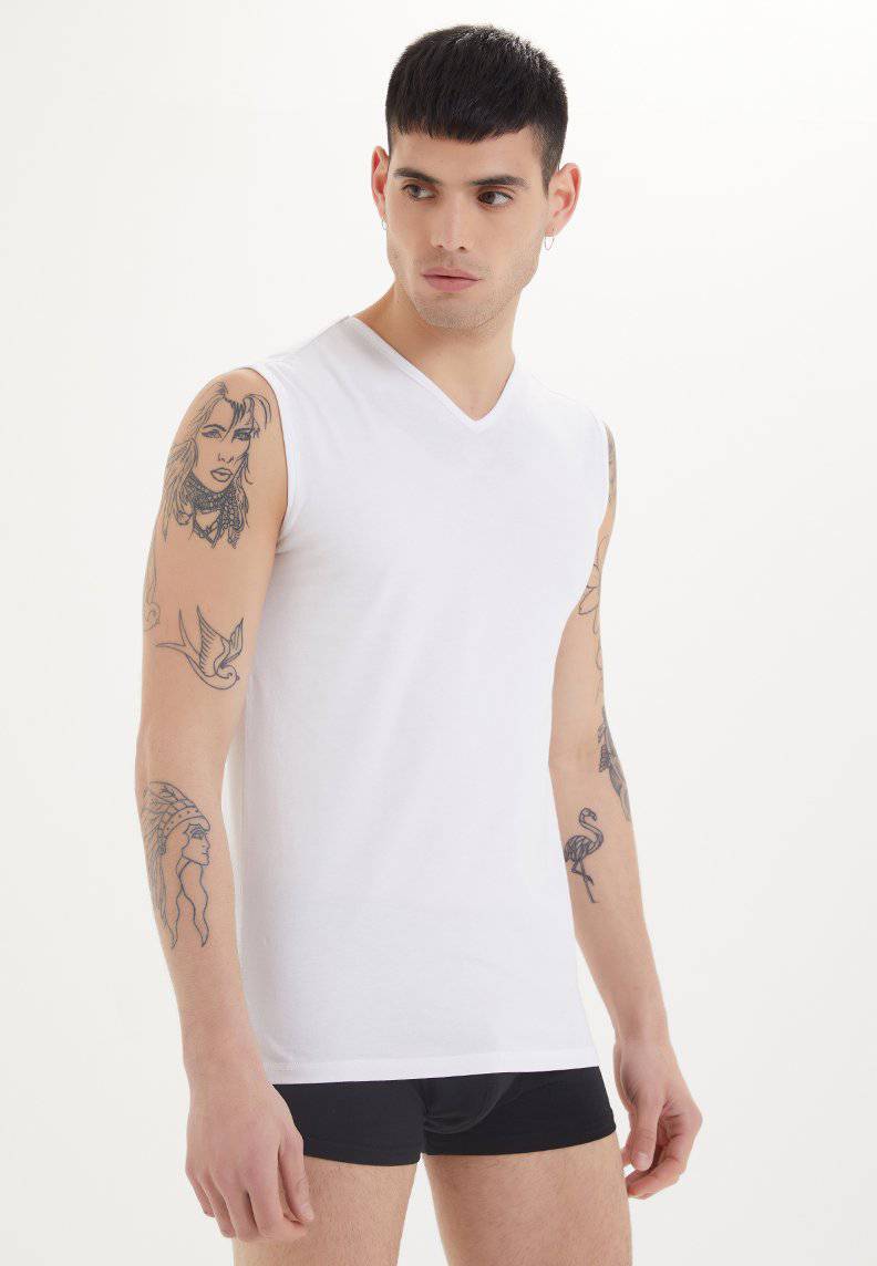 SLEEVELESS V-NECK in White - Underwear - Westmark London EU(TR) Store Organik Pamuklu Sürdürülebilir Moda