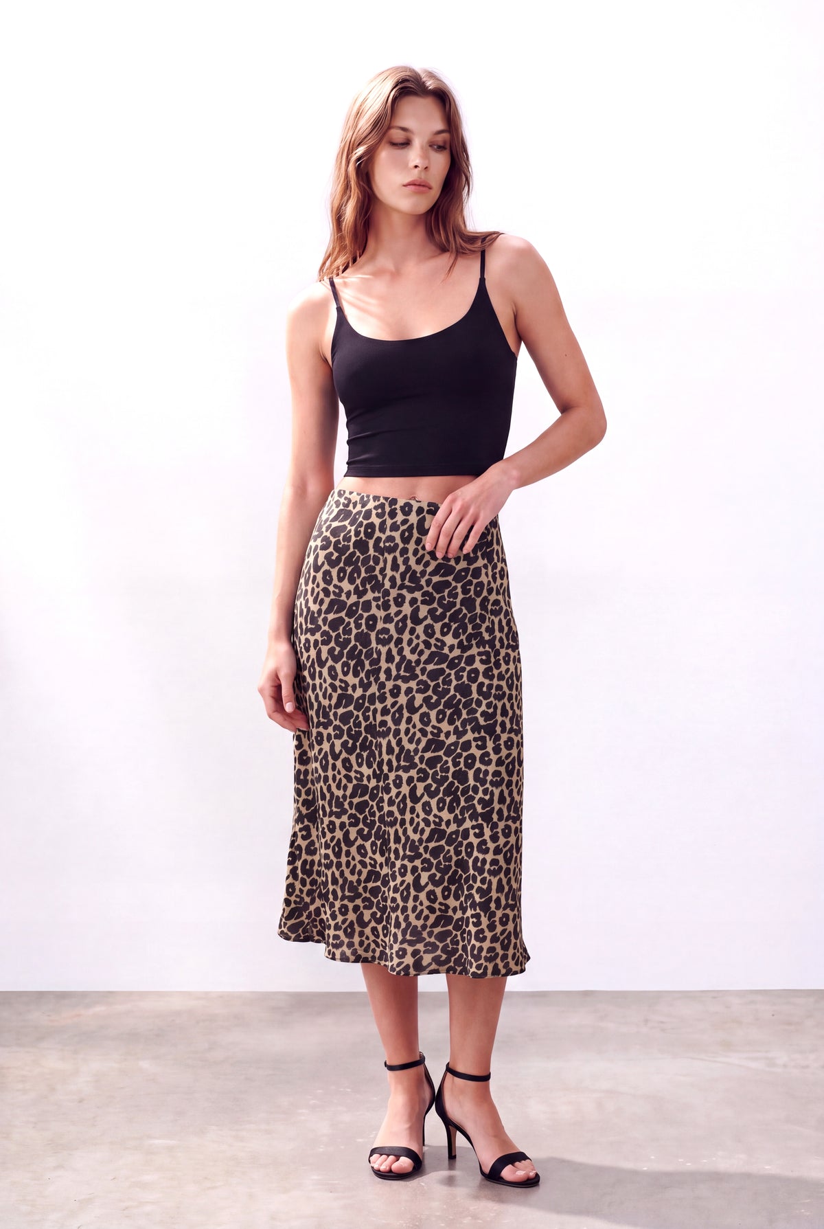 Leopar Desenli Kadın Leopar Desenli Süprem Dökümlü Yüksek Bel Rahat Kesim Beli Lastikli Midi Etek CASSIDY - Skirt - Westmark London EU(TR) Store Organik Pamuklu Sürdürülebilir Moda
