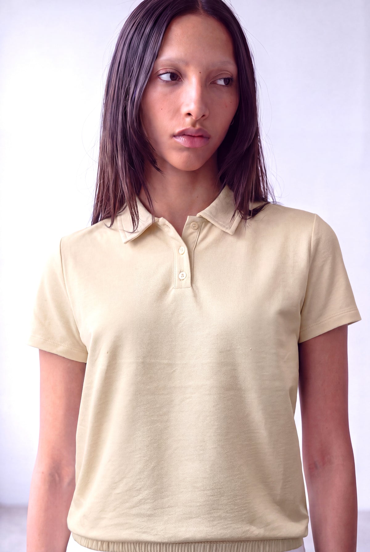 Bej Kadın Bej %100 Pamuk Yumuşak Dokulu Polo Yaka Kısa Kollu Etek Ucu Ribanalı T-Shirt SCARLETT - Top - Westmark London EU(TR) Store Organik Pamuklu Sürdürülebilir Moda