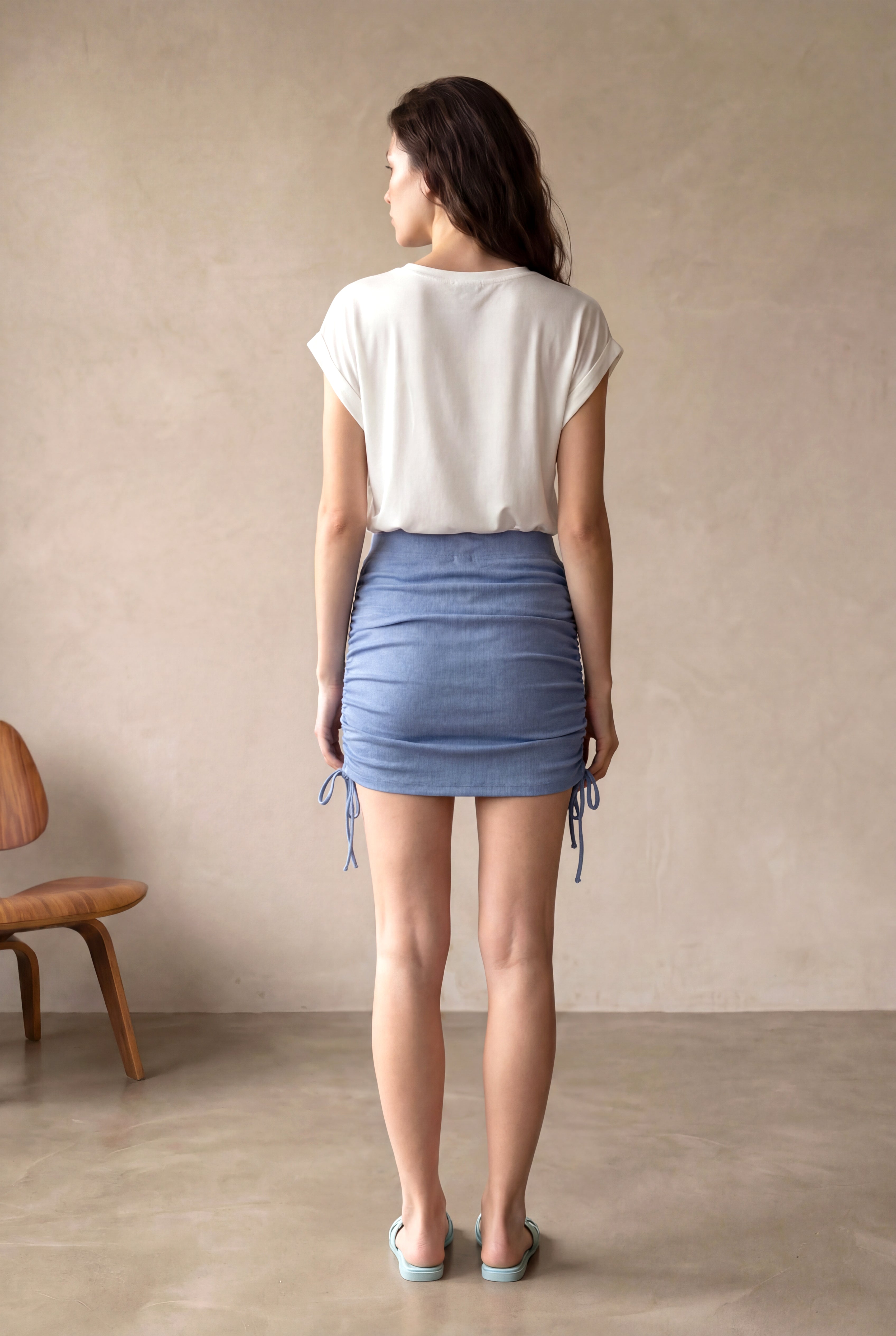 Kadın Regular Fit  Pamuk / Elastan Kısa Mor Mini Yandan Büzgülü Etek SILVIA - Skirt - Westmark London EU(TR) Store Organik Pamuklu Sürdürülebilir Moda