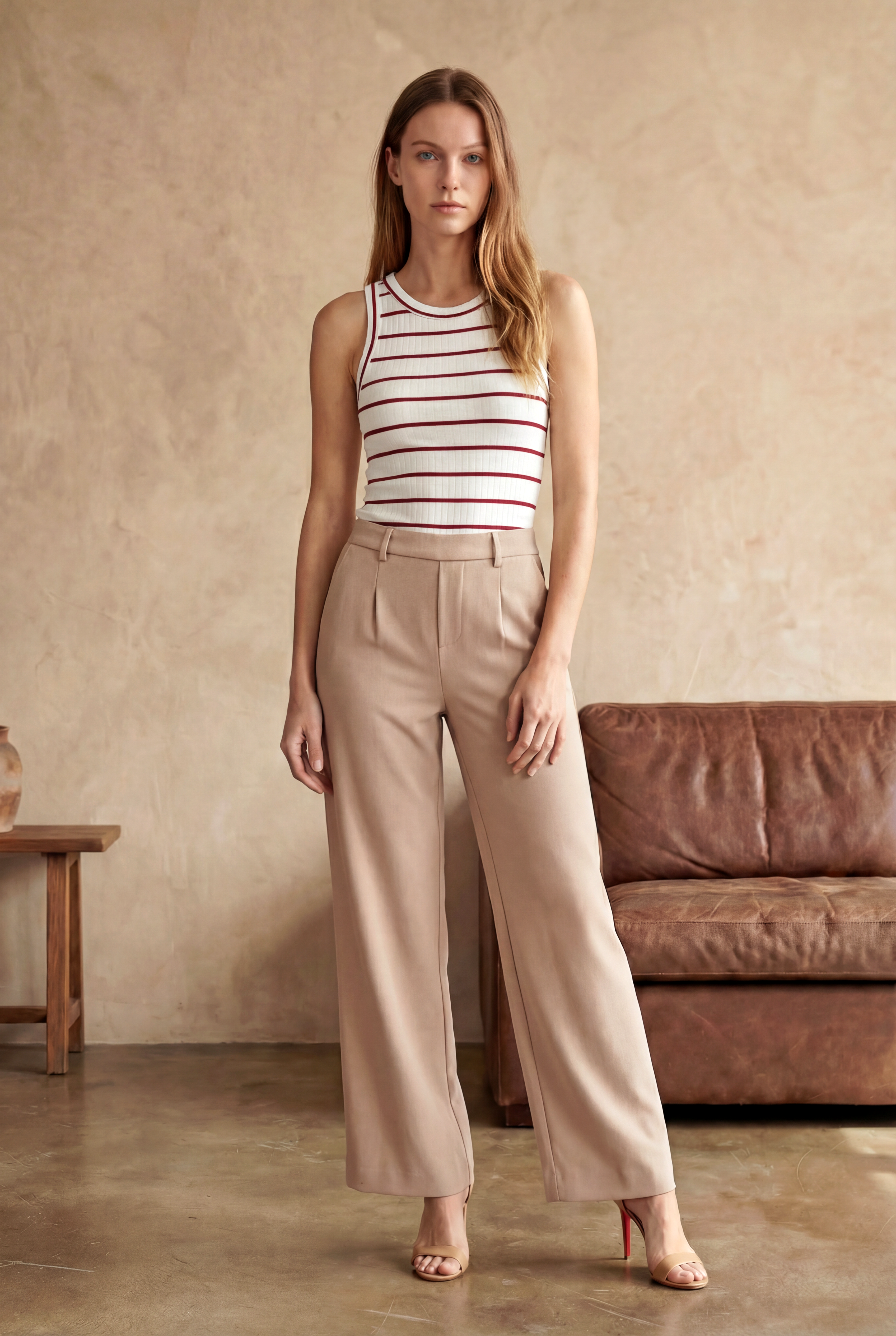 Kırmızı Beyaz Çizgili Bisiklet Yaka Kolsuz Kadın T-Shirt POPPY TOP - Tops - Westmark London EU(TR) Store Organik Pamuklu Sürdürülebilir Moda