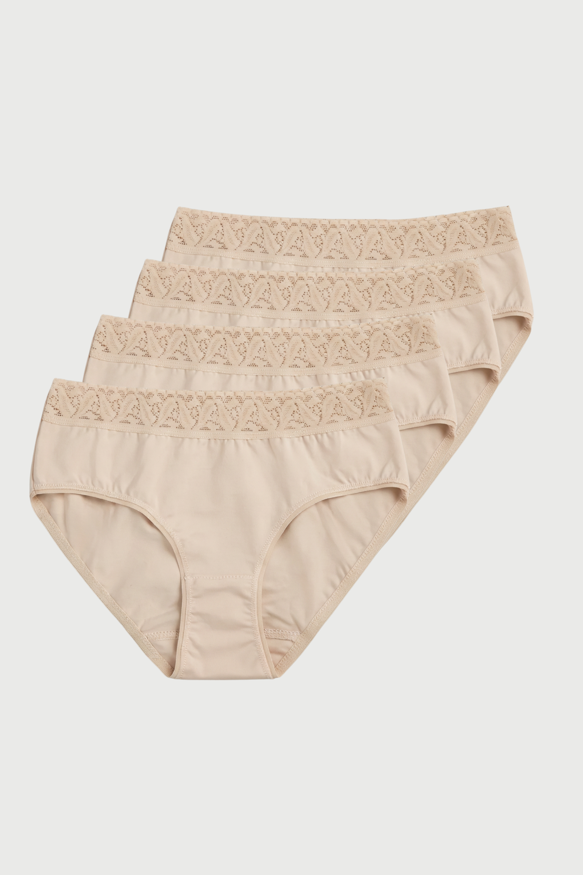 4'lü Ten Rengi  Pamuk / Elastan Kız Çocuk Üstten Dantelli Slip Külot Seti LCIRINA - Underwear - Westmark London EU(TR) Store Organik Pamuklu Sürdürülebilir Moda