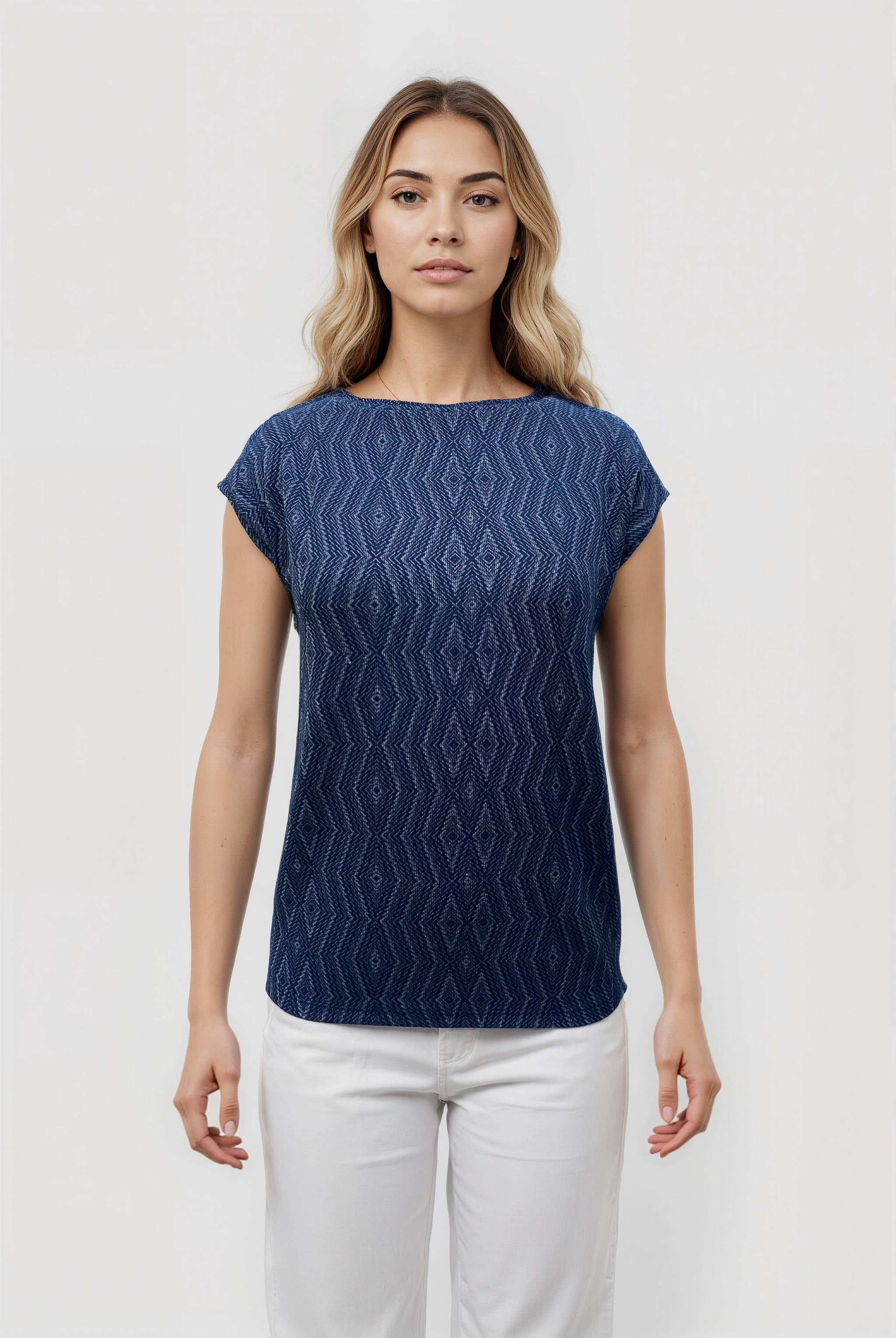 Gece Mavisi Bisiklet Yaka Simli Kısa Kollu Kadın T-Shirt SKY GLITTER S/S TOP - T-Shirt - Westmark London EU(TR) Store Organik Pamuklu Sürdürülebilir Moda