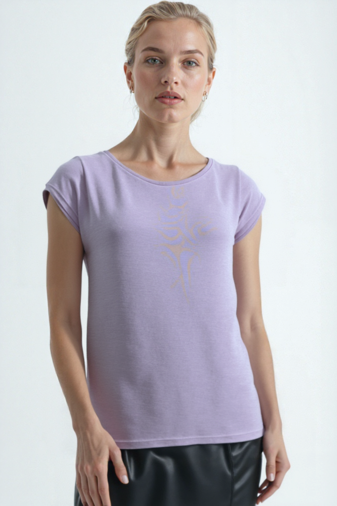 Derin Mavi Bisiklet Yaka Pamuklu Kadın Kısa Kollu T-Shirt BETTY O-NECK TOP