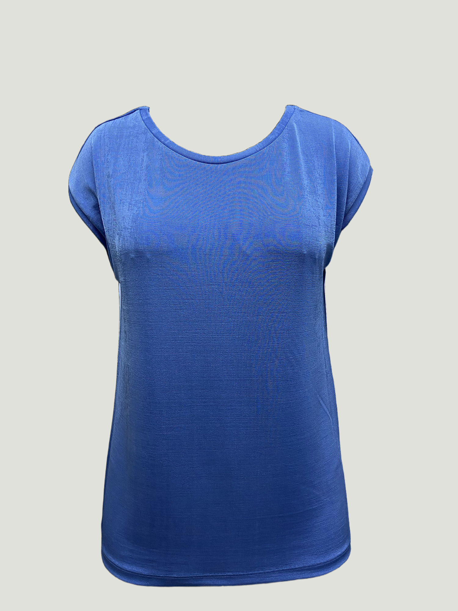 Açık Mavi Bisiklet Yaka Pamuklu Kadın Kısa Kollu T-Shirt BETTY O-NECK TOP