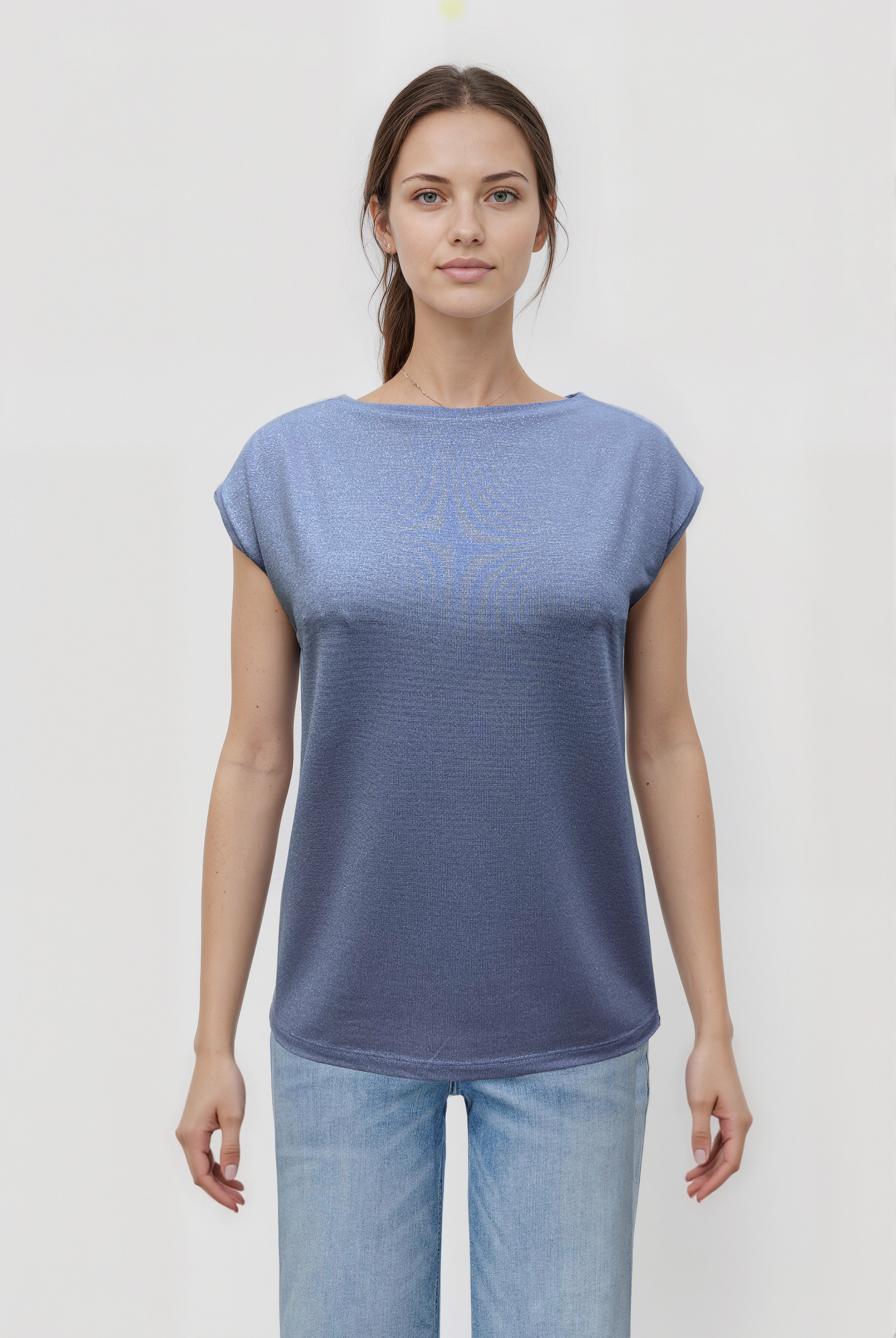 Lila Bisiklet Yaka Simli Kısa Kollu Kadın T-Shirt SKY GLITTER S/S TOP - T-Shirt - Westmark London EU(TR) Store Organik Pamuklu Sürdürülebilir Moda