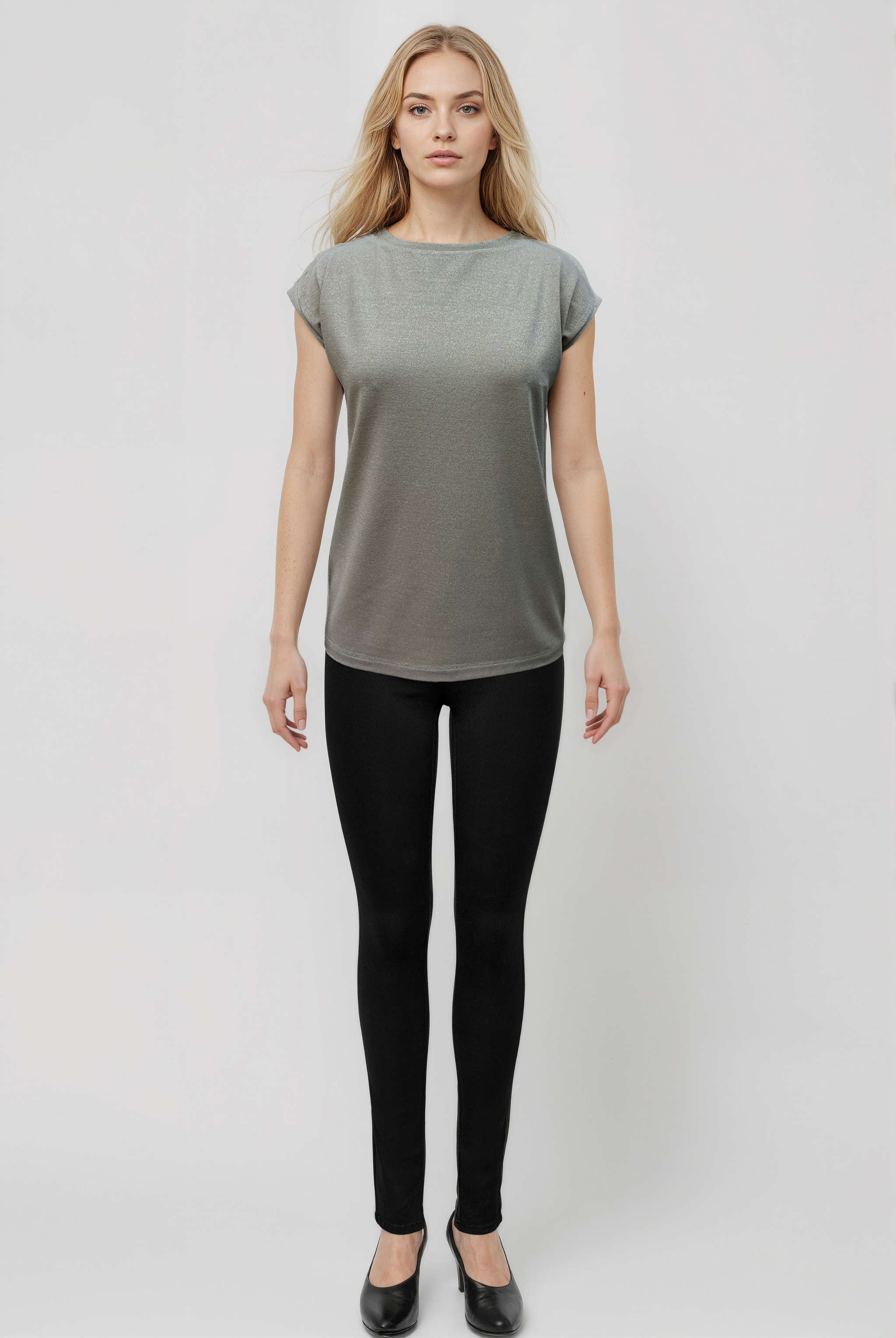 Gri Bisiklet Yaka Simli Kısa Kollu Kadın T-Shirt SKY GLITTER S/S TOP - T-Shirt - Westmark London EU(TR) Store Organik Pamuklu Sürdürülebilir Moda