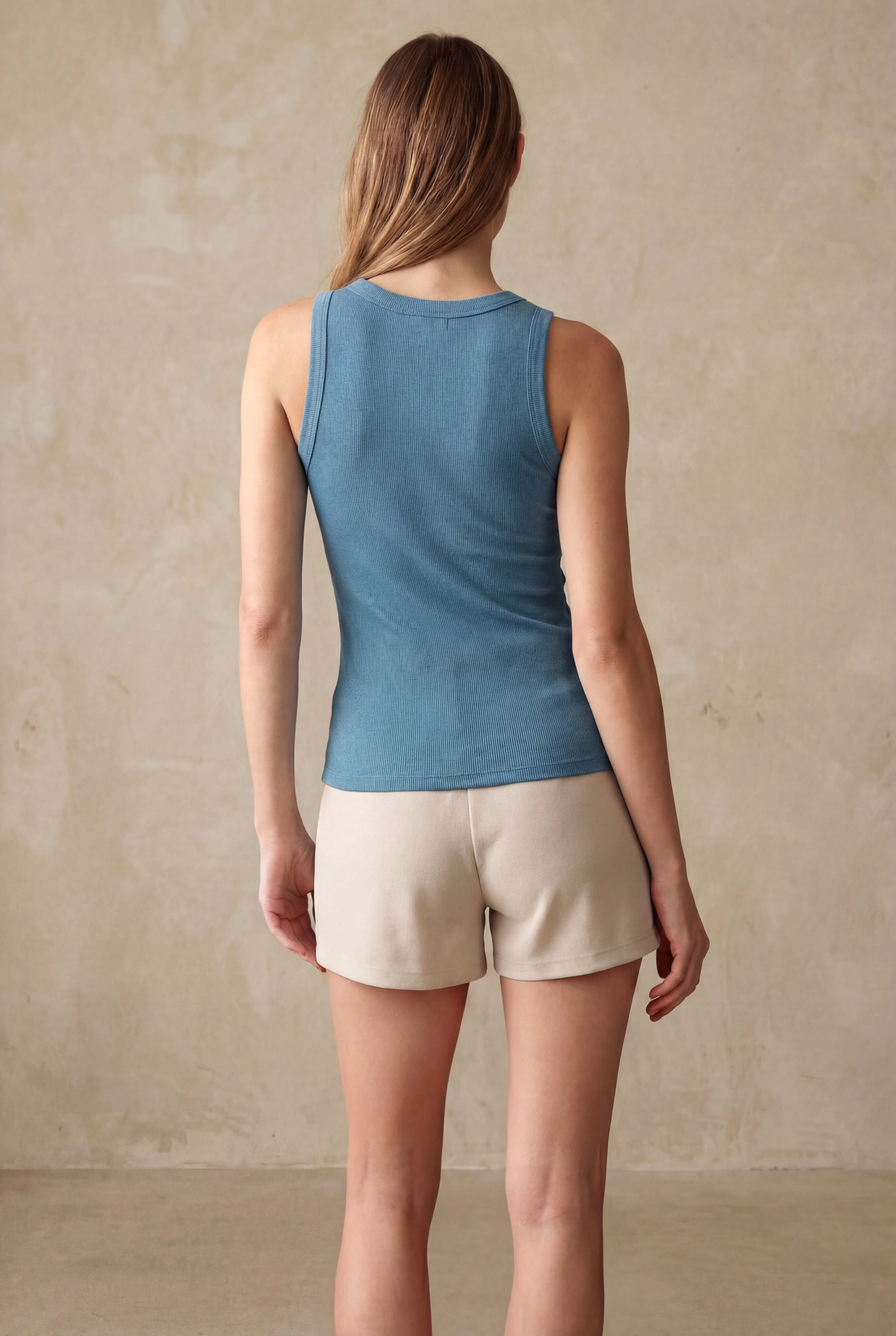 Dumanlı Mavi Bisiklet Yaka Kolsuz Kadın T-Shirt POPPY TOP - Tops - Westmark London EU(TR) Store Organik Pamuklu Sürdürülebilir Moda