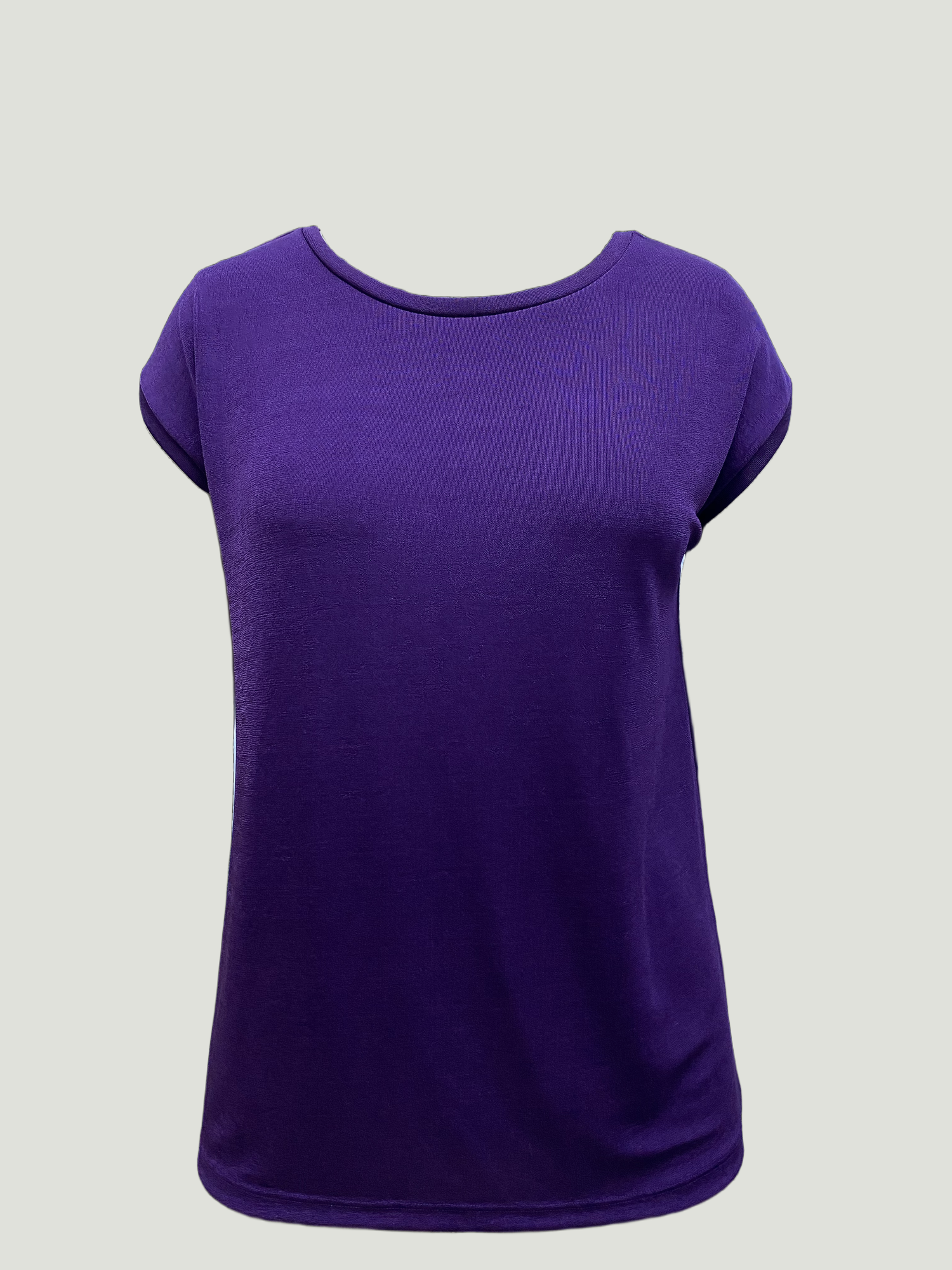 Patlıcan Moru Bisiklet Yaka Pamuklu Kadın Kısa Kollu T-Shirt BETTY O-NECK TOP