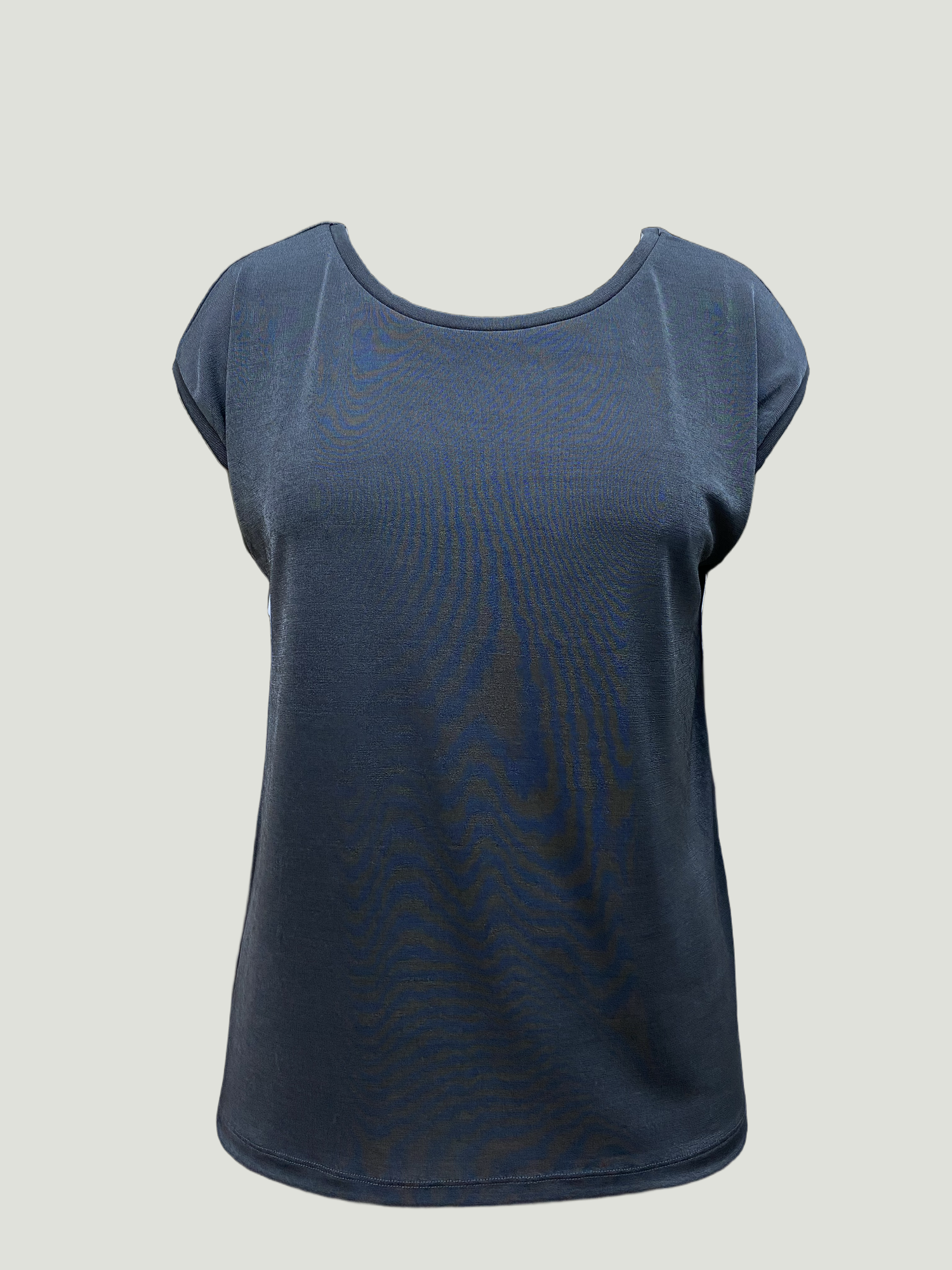 Antrasit Bisiklet Yaka Pamuklu Kadın Kısa Kollu T-Shirt BETTY O-NECK TOP