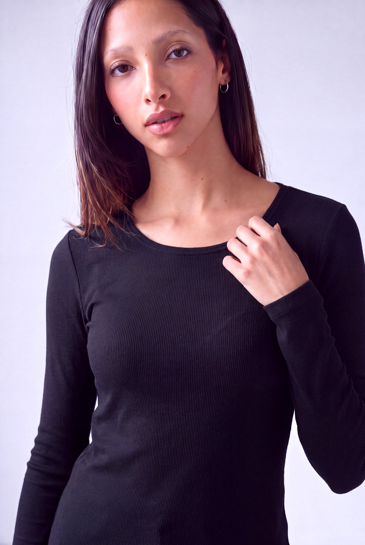 Siyah Kadın Siyah Pamuklu Bisiklet Yaka Uzun Kollu Bluz TALIA - Top - Westmark London EU(TR) Store Organik Pamuklu Sürdürülebilir Moda