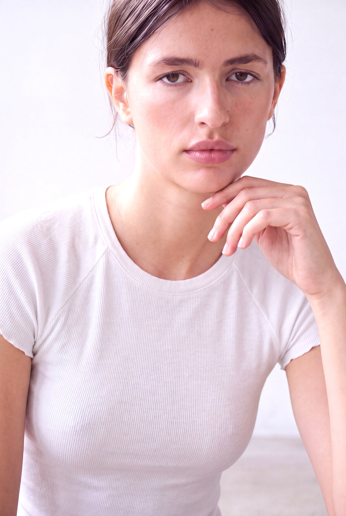 Beyaz Kadın Beyaz Pamuklu Kaşkorse Bisiklet Yaka Kısa Reglan Kol Baby Overlock Detaylı T-Shirt LUCY - Top - Westmark London EU(TR) Store Organik Pamuklu Sürdürülebilir Moda