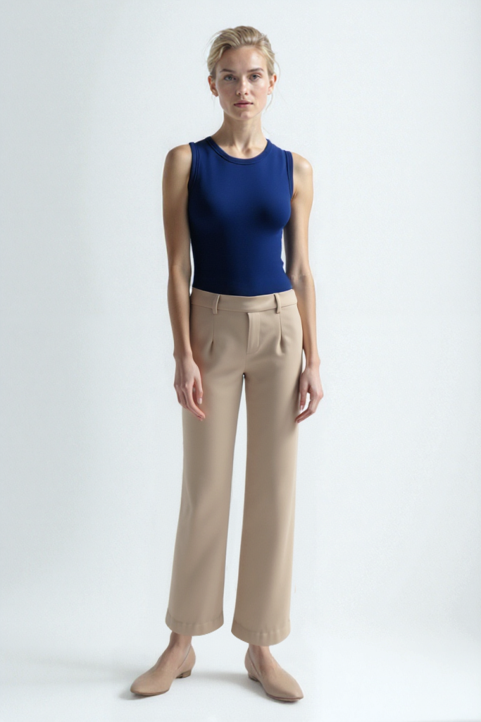 Gece Mavisi Bisiklet Yaka Modal Kolsuz Kadın T-Shirt SHARON S/L RIB TOP