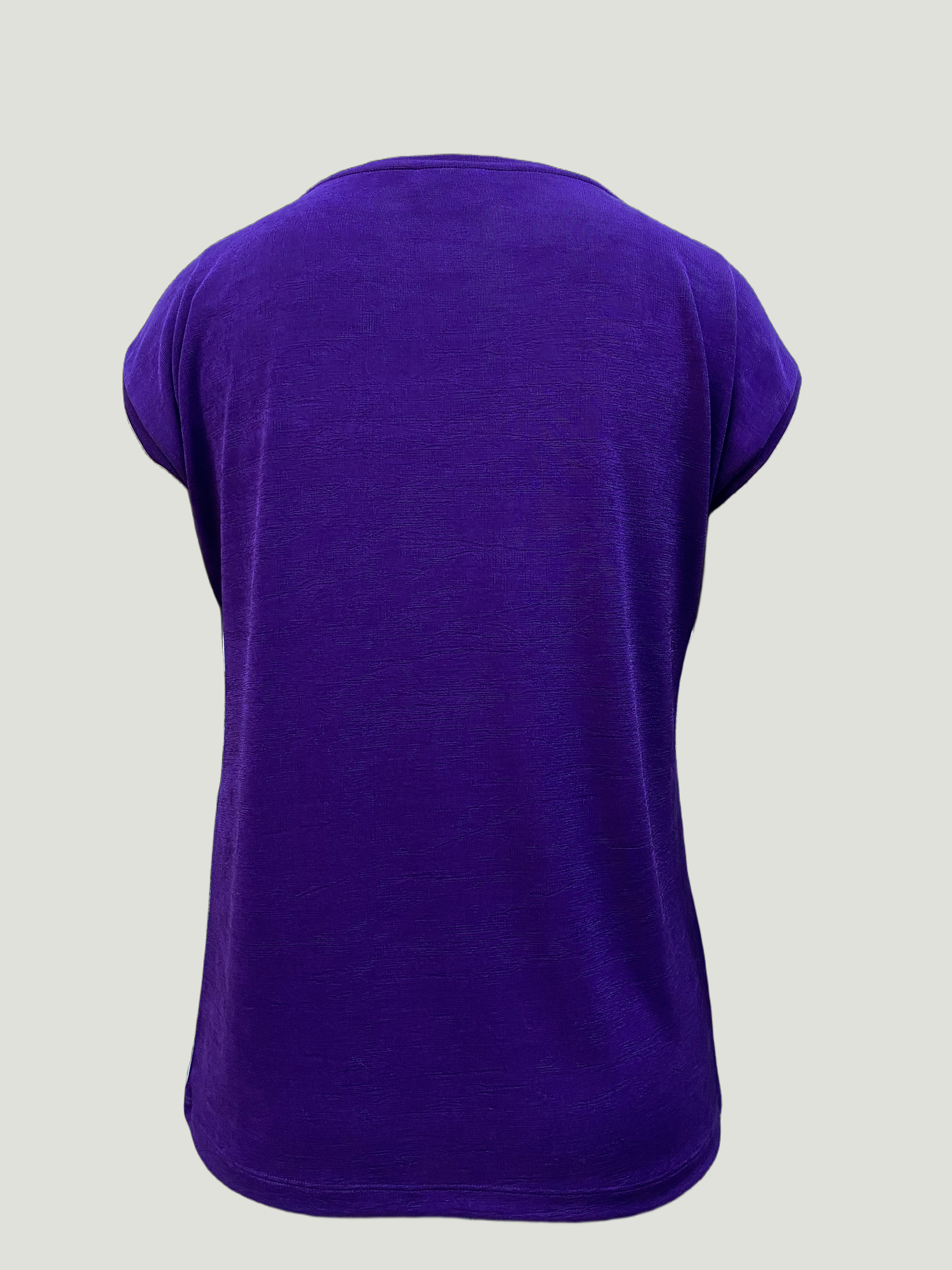 Koyu Mor Bisiklet Yaka Pamuklu Kadın Kısa Kollu T-Shirt BETTY O-NECK TOP
