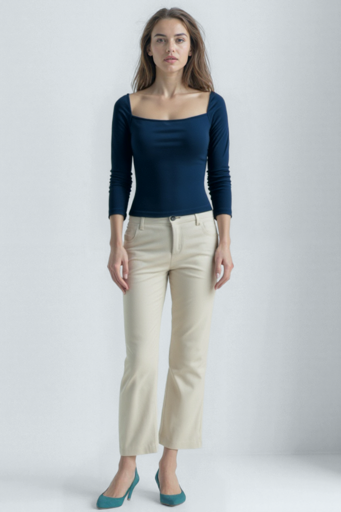 Gece Siyahı Kare Yaka Uzun Kollu Kadın Crop Body CECILIA CROP TOP - Blouse - Westmark London EU(TR) Store Organik Pamuklu Sürdürülebilir Moda