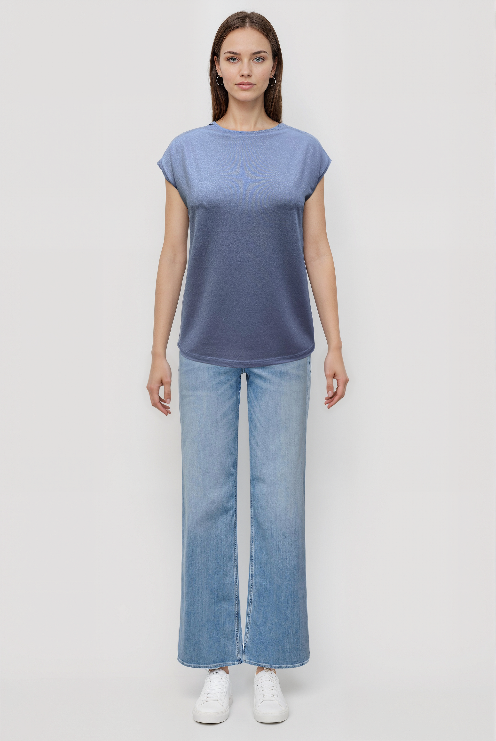 Lila Bisiklet Yaka Simli Kısa Kollu Kadın T-Shirt SKY GLITTER S/S TOP - T-Shirt - Westmark London EU(TR) Store Organik Pamuklu Sürdürülebilir Moda