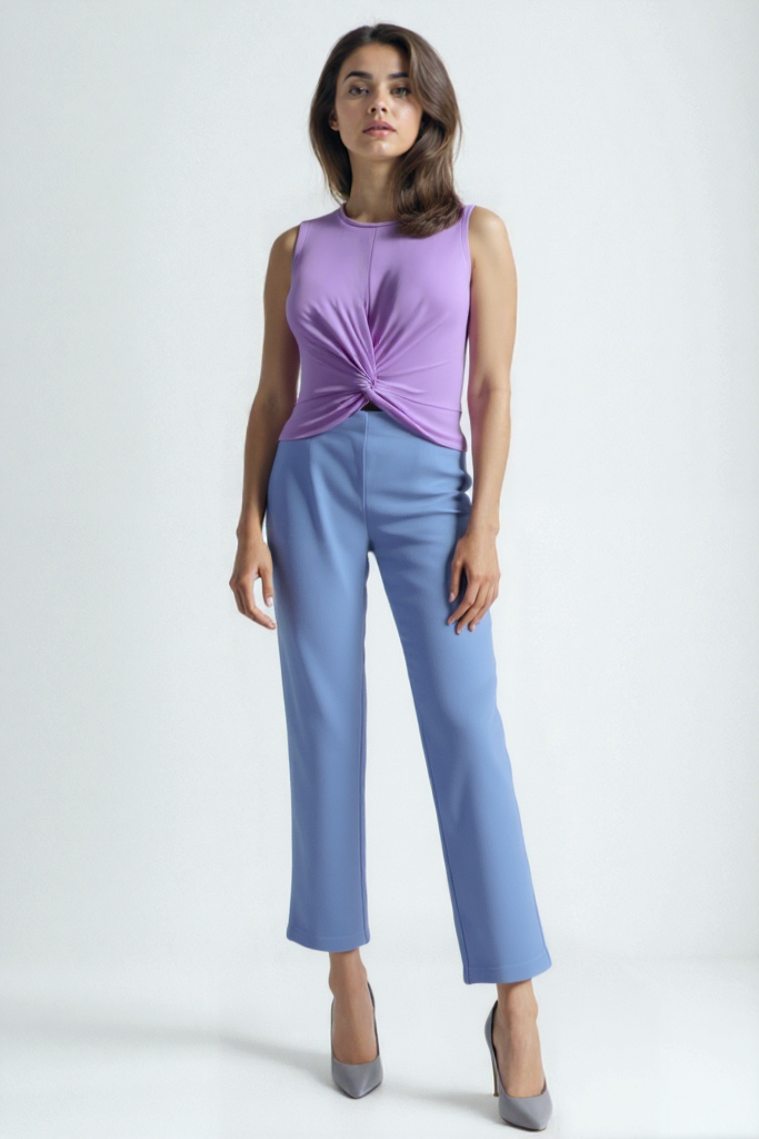 Lila Bisiklet Yaka Pamuklu Kolsuz Crop Kadın T-Shirt TIANA S/L TOP