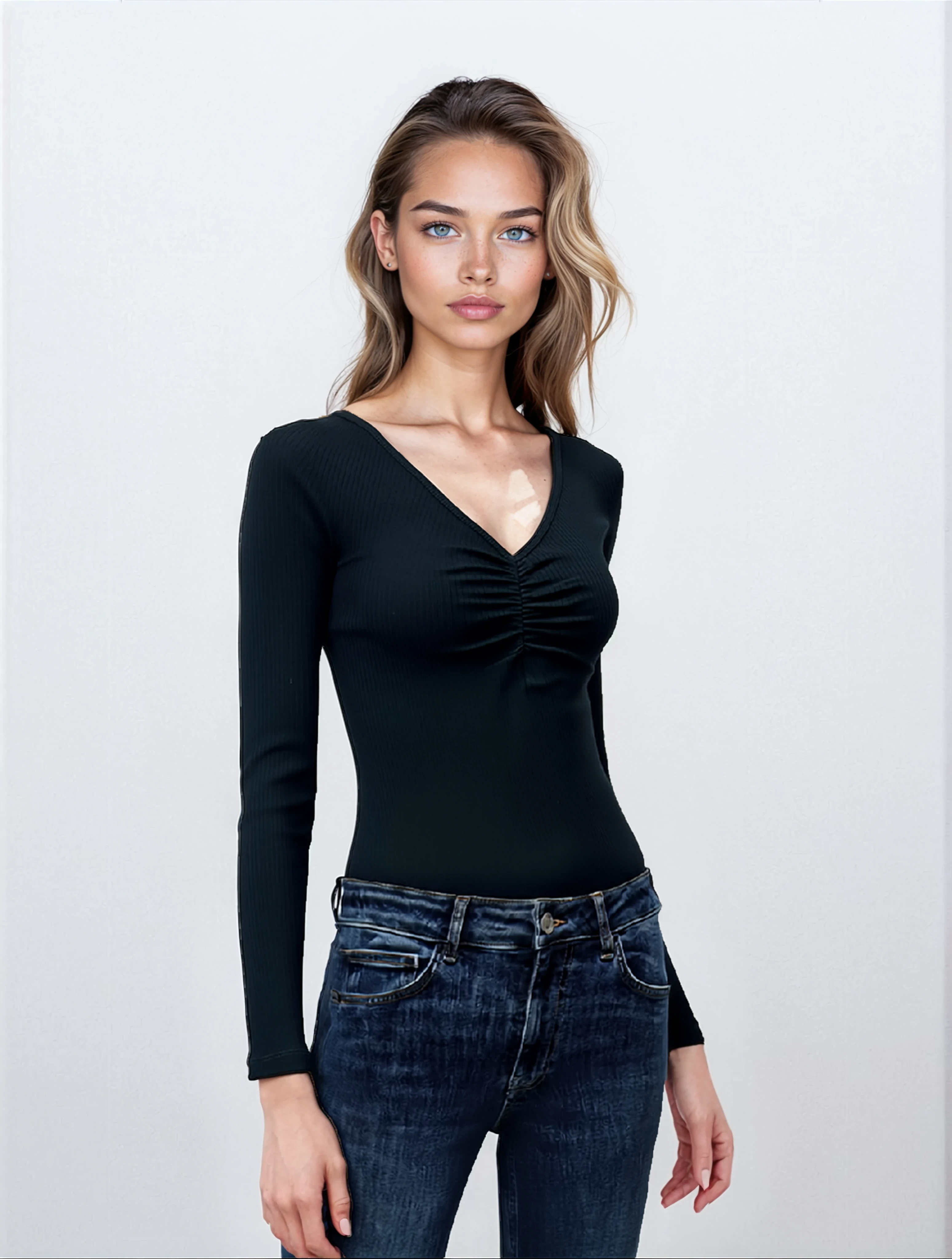 Siyah V Yaka Uzun Kollu Kadın Bluz OTTILIE TOP - Blouse - Westmark London EU(TR) Store Organik Pamuklu Sürdürülebilir Moda