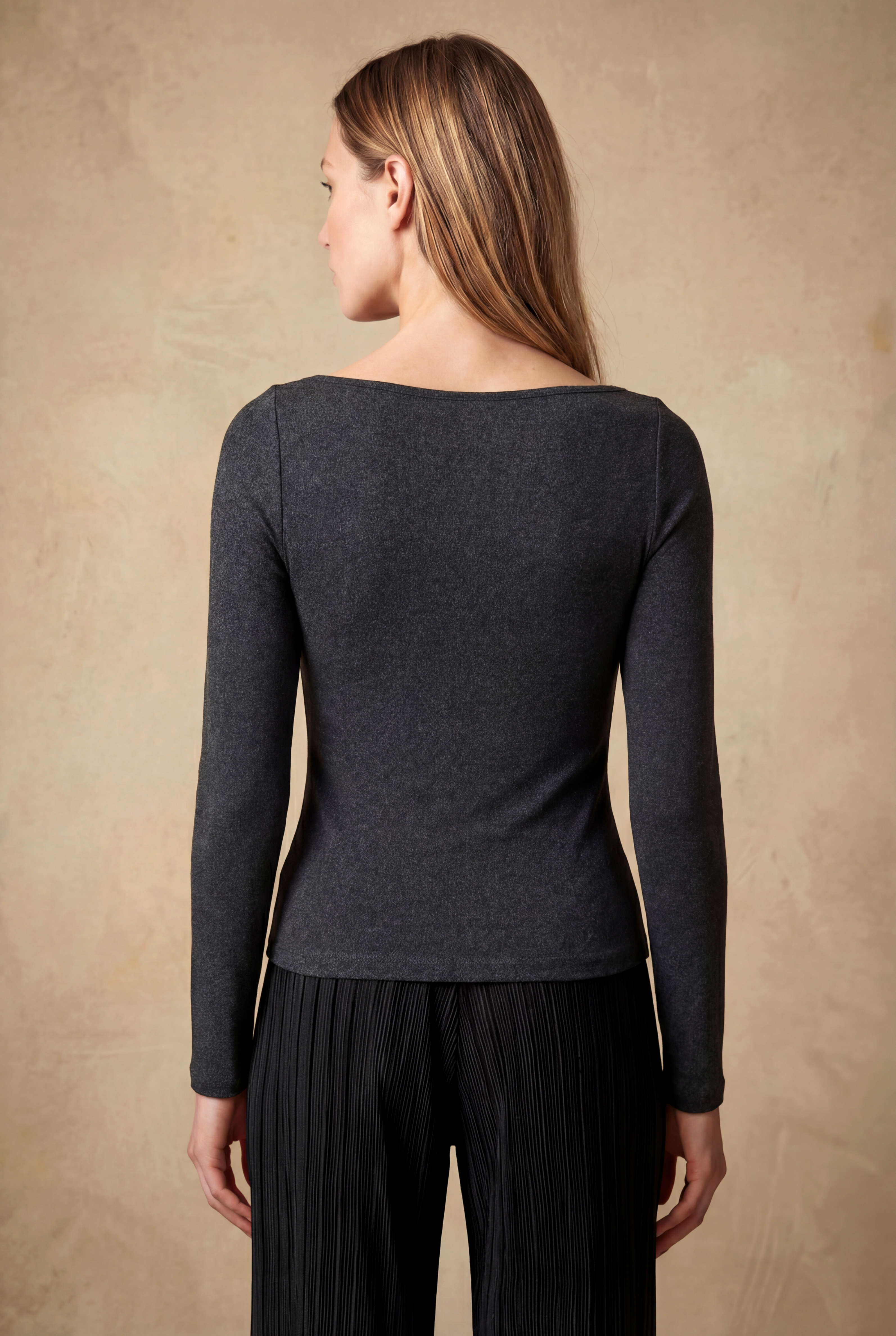 Siyah Melanj Kare Yaka Uzun Kollu Kadın Crop Body CECILIA CROP TOP - Blouse - Westmark London EU(TR) Store Organik Pamuklu Sürdürülebilir Moda