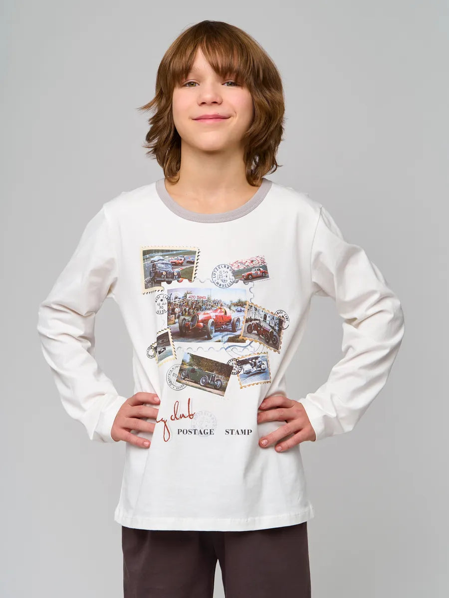 Ekru / Gri Baskılı  Pamuk Erkek Çocuk Pijama Takımı LCDANIEL - Set - Westmark London EU(TR) Store Organik Pamuklu Sürdürülebilir Moda