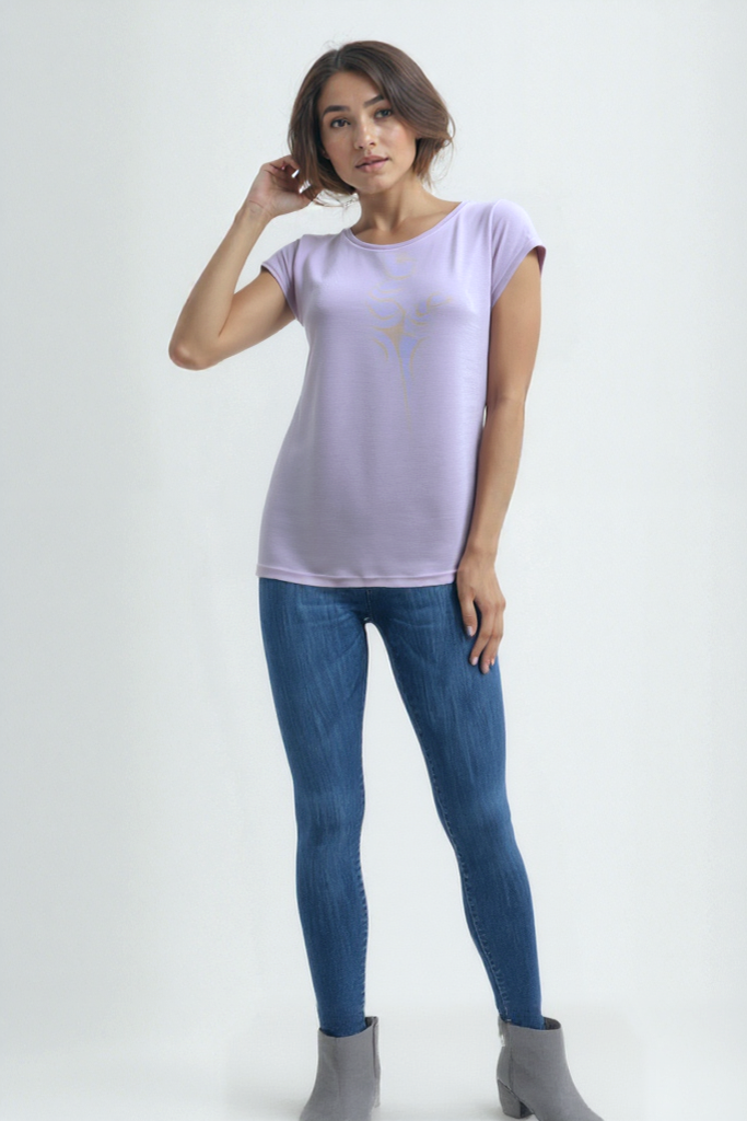 Açık Pembe Bisiklet Yaka Pamuklu Kadın Kısa Kollu T-Shirt BETTY O-NECK TOP