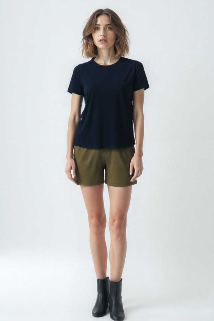 Siyah Bisiklet Yaka Pamuklu Kısa Kollu Kadın T-Shirt BETTINA S/S TOP