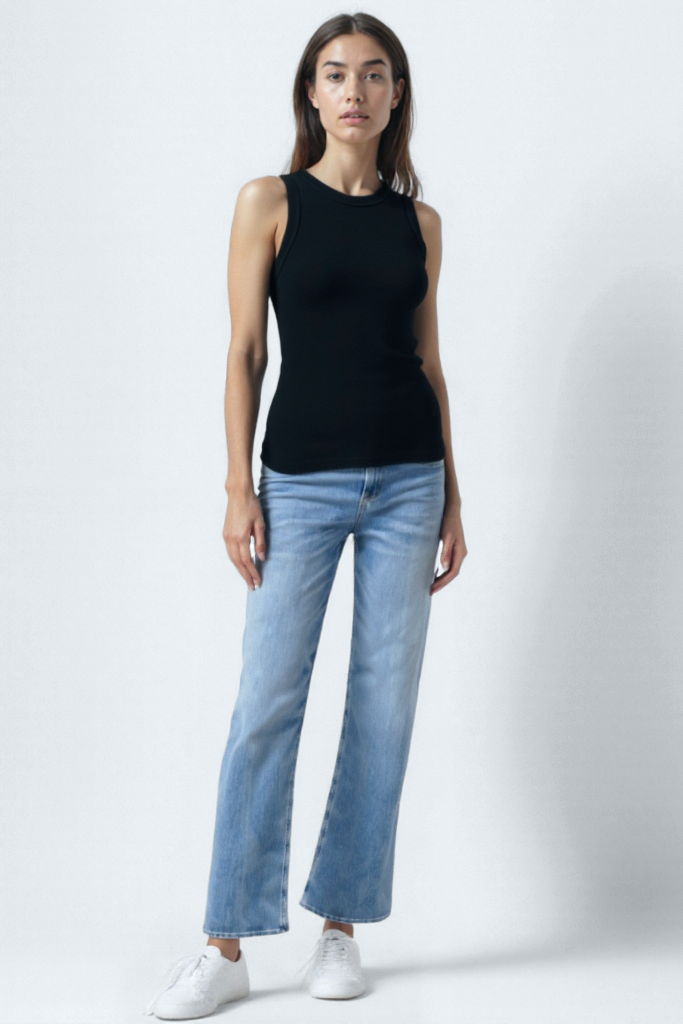 Siyah Bisiklet Yaka Kolsuz Kadın T-Shirt POPPY TOP - Tops - Westmark London EU(TR) Store Organik Pamuklu Sürdürülebilir Moda