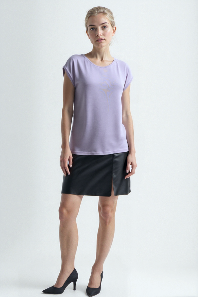Derin Mavi Bisiklet Yaka Pamuklu Kadın Kısa Kollu T-Shirt BETTY O-NECK TOP