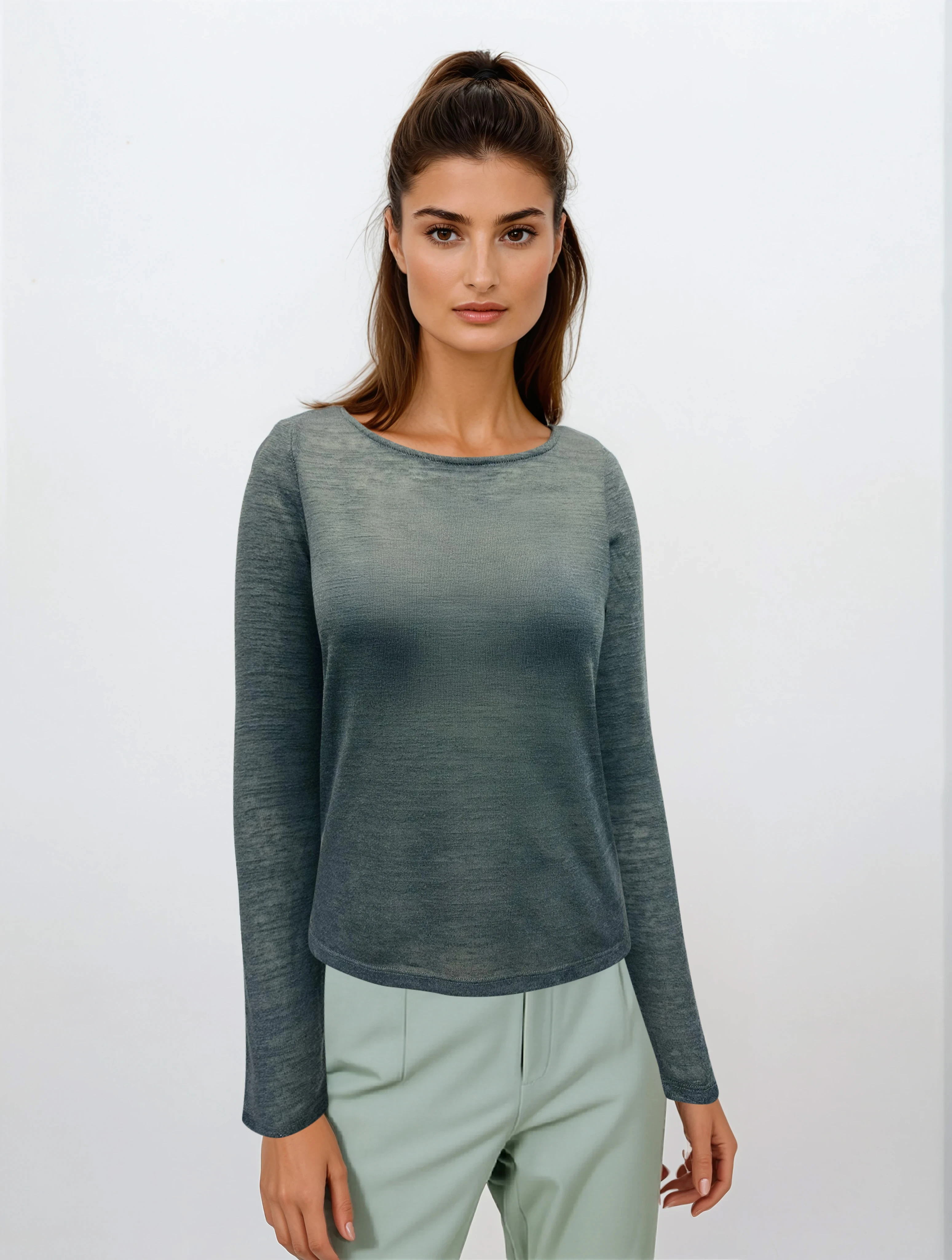 Koyu Gri Kayık Yaka Uzun Kollu Kadın T-Shirt HEATHER TOP - T-Shirt - Westmark London EU(TR) Store Organik Pamuklu Sürdürülebilir Moda