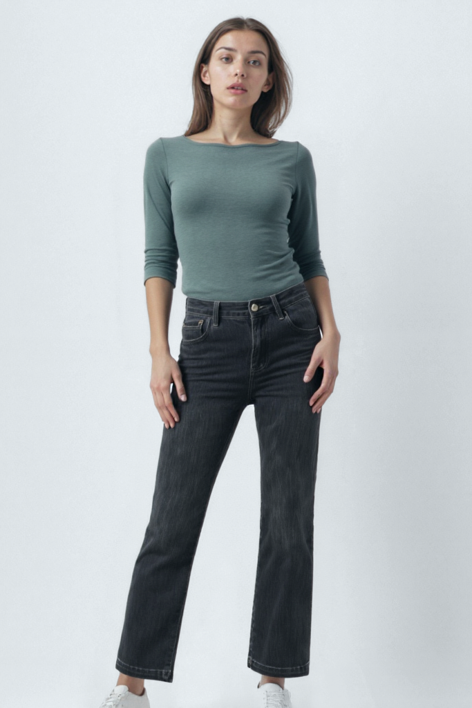 Gri Melanj Kayık Yaka Uzun Kollu Kadın T-Shirt HEATHER TOP - Tops - Westmark London EU(TR) Store Organik Pamuklu Sürdürülebilir Moda