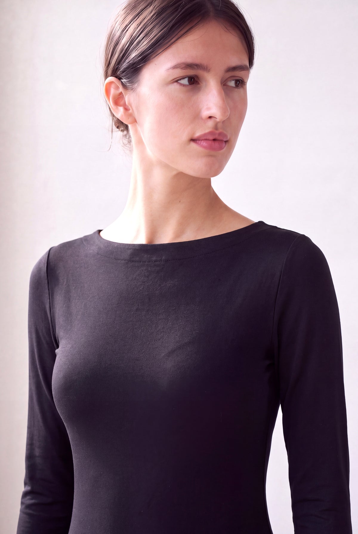 Siyah Kadın Siyah Modal / Pamuk Karışımlı Kayık Yaka Uzun Kollu Elbise PAULINE - Dress - Westmark London EU(TR) Store Organik Pamuklu Sürdürülebilir Moda